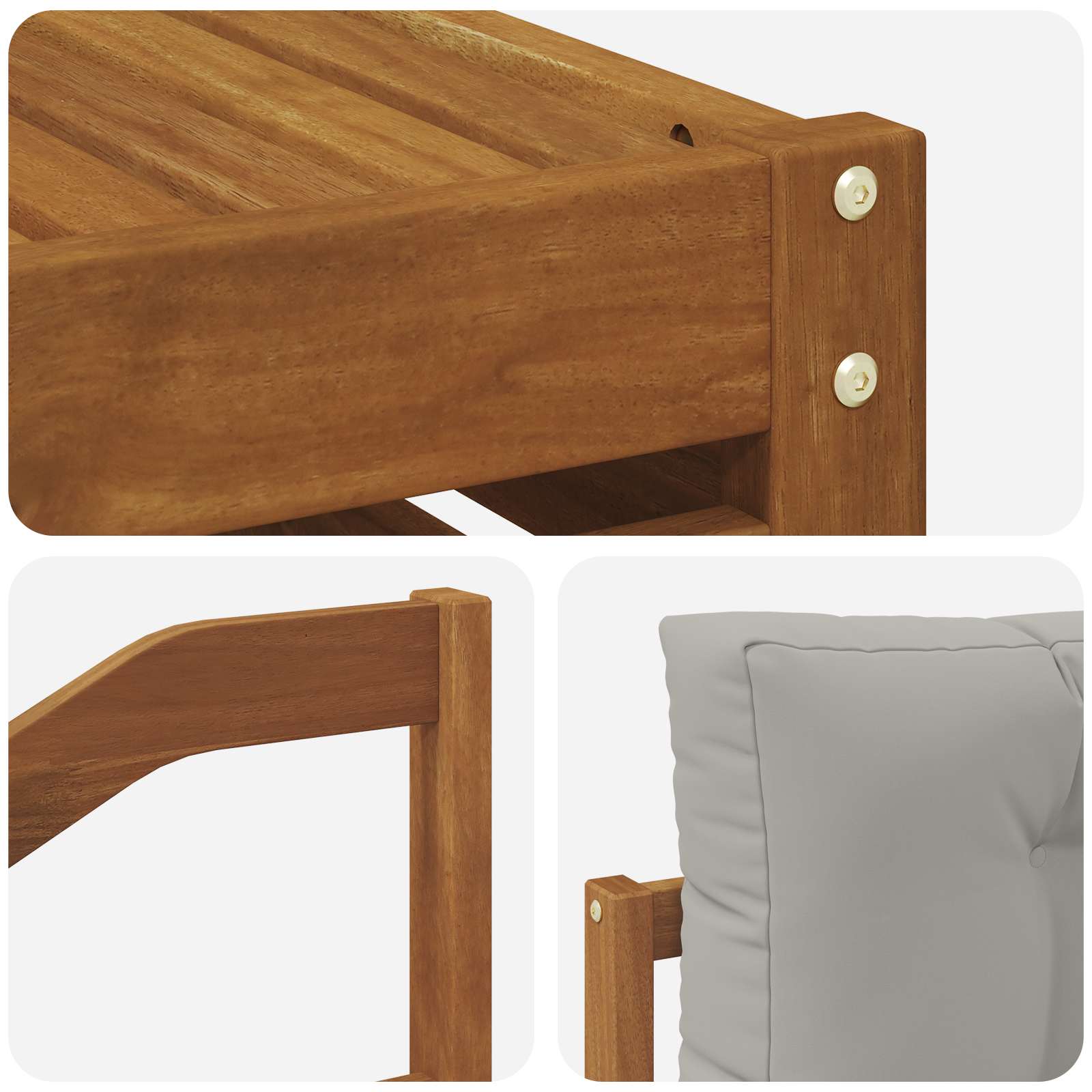 Sofa-Sets 10 pcs Natuurlijk en Lichtgrijs Massief Acaciahout image 7