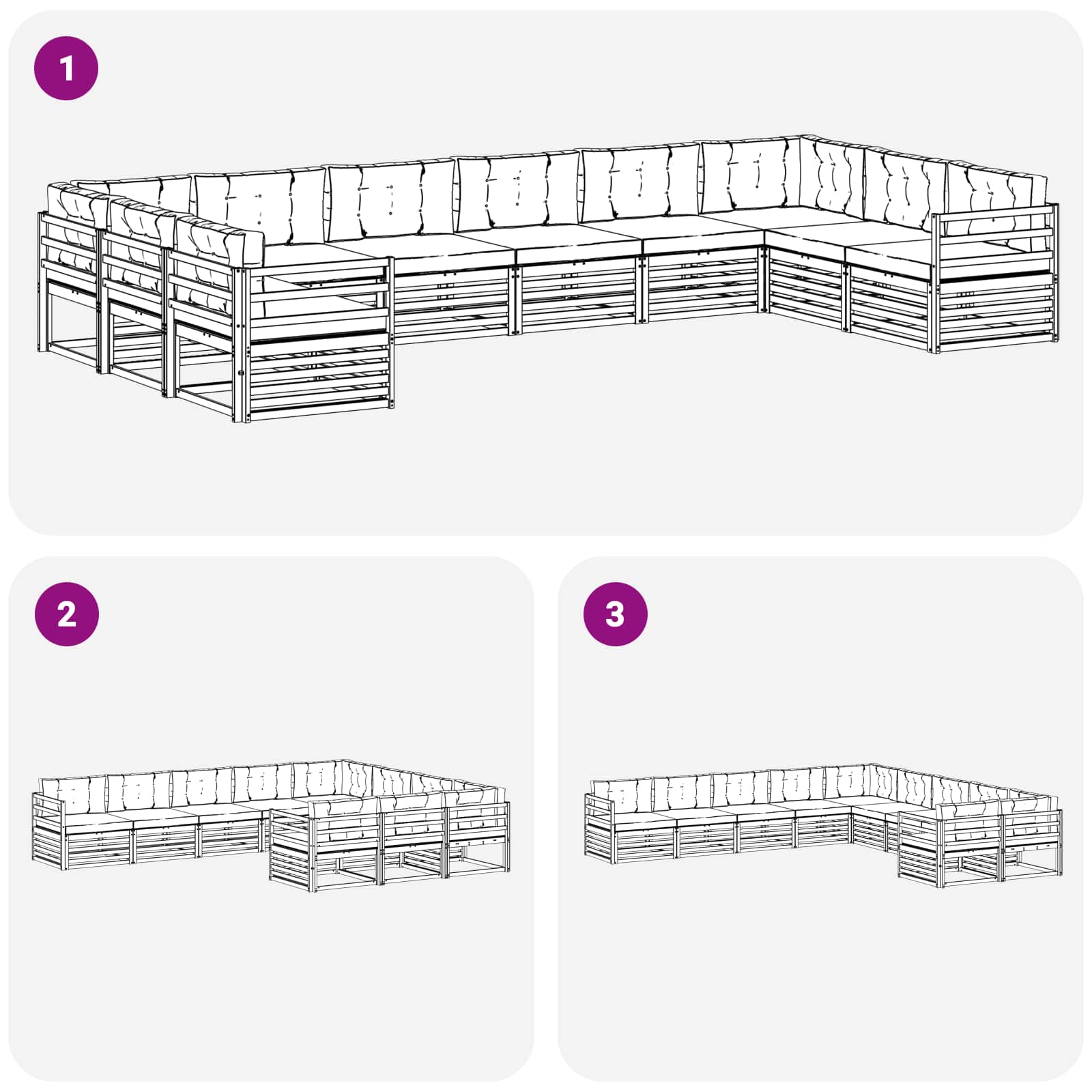 Sofa-Sets 10 pcs Natuurlijk en Antraciet Massief Acaciahout image 7