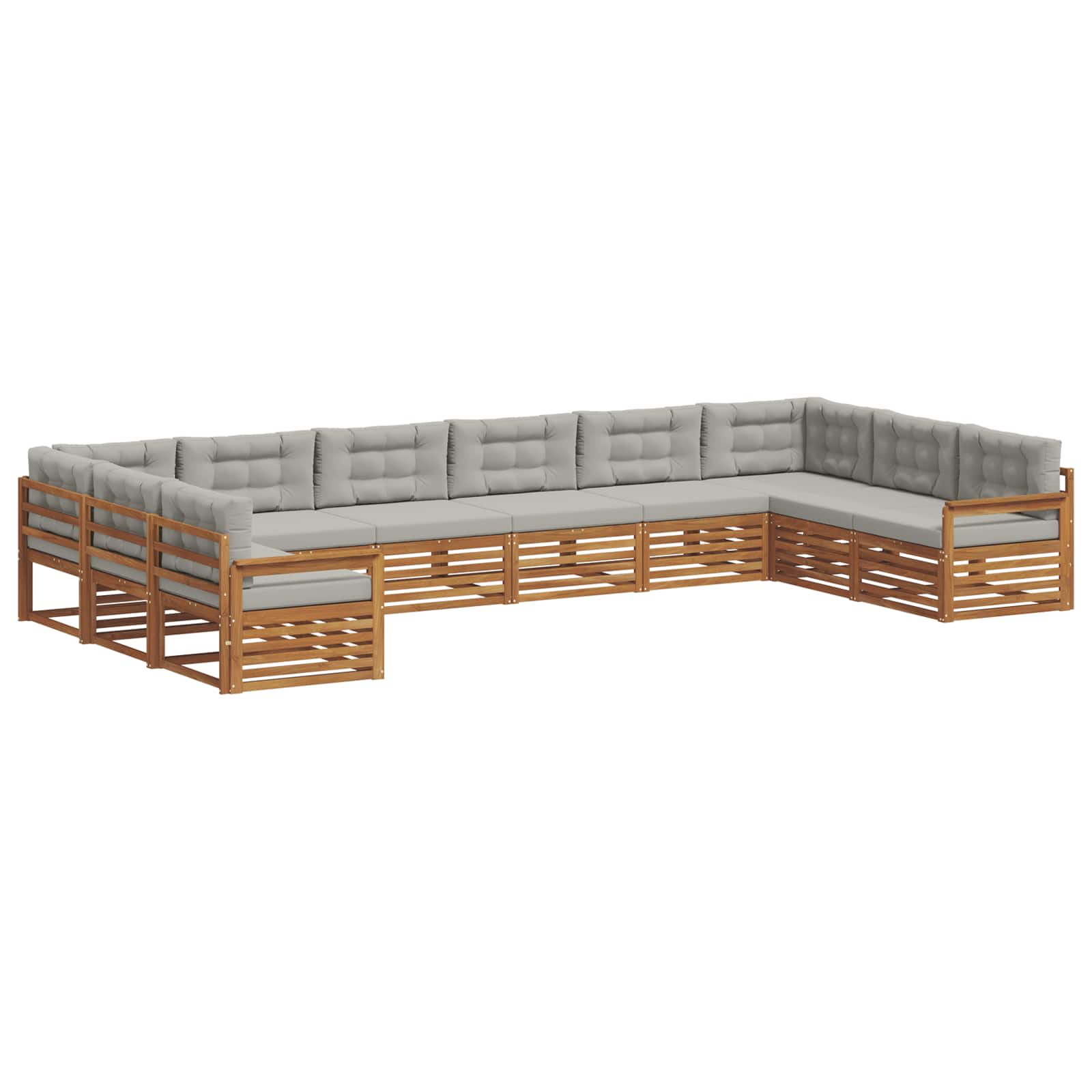 Sofa-Sets 10 pcs Natuurlijk en Lichtgrijs Massief Acaciahout image 2