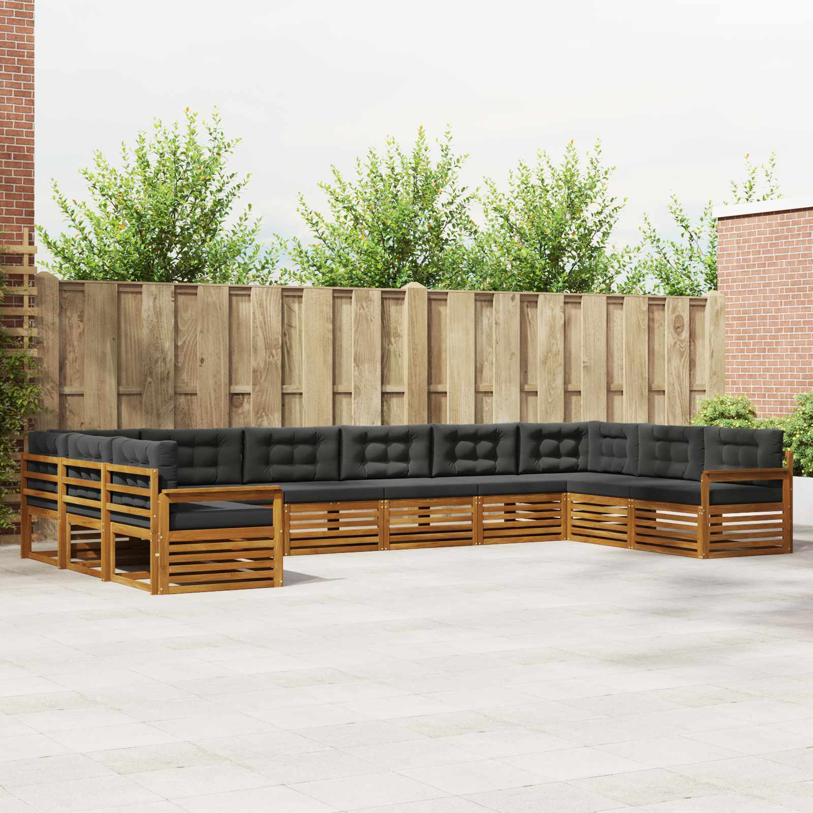 Sofa-Sets 10 pcs Natuurlijk en Antraciet Massief Acaciahout image 1