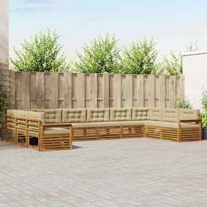 Sedežne garniture 4 pcs Naravna in bež Masiven les akacije