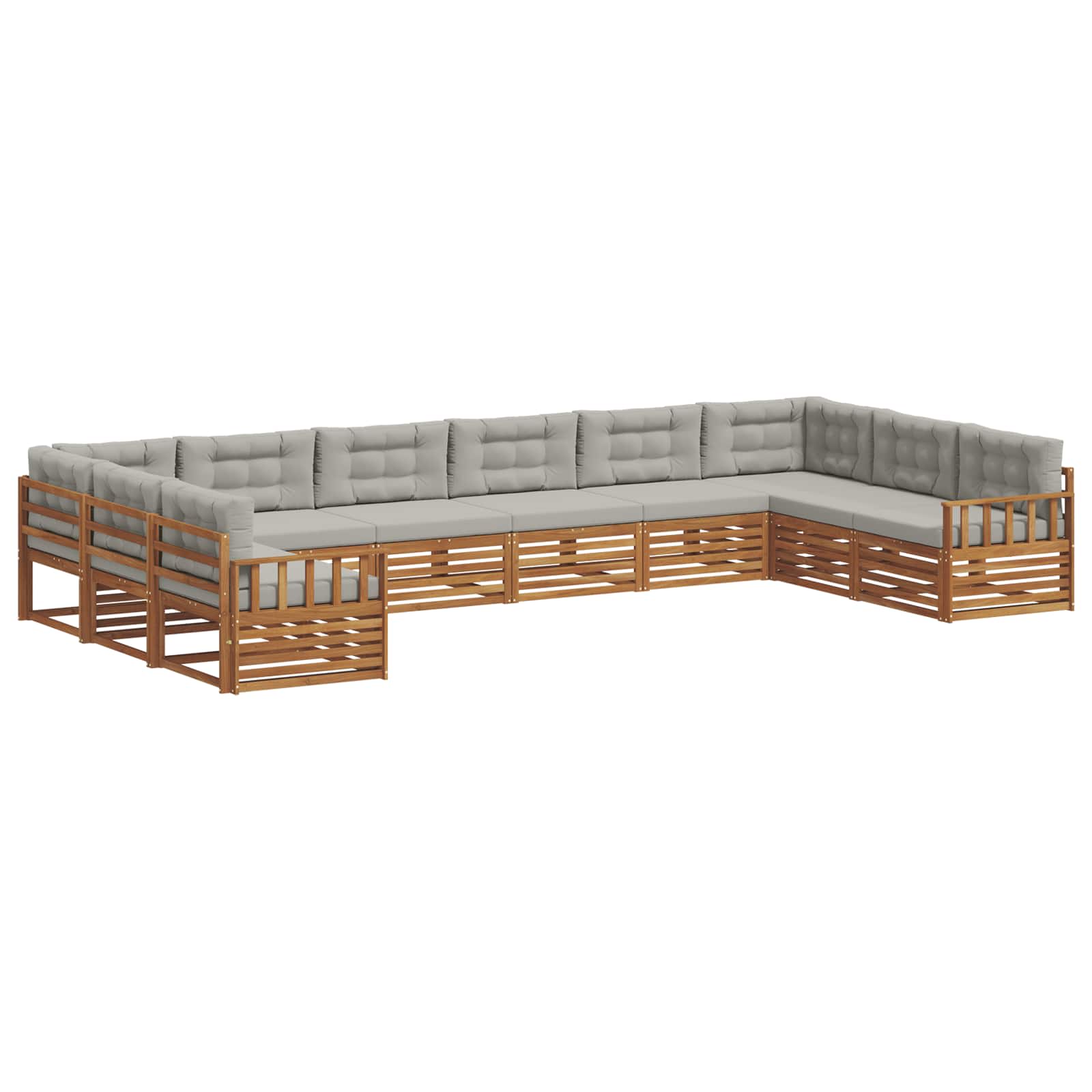 Sofa-Sets 10 pcs Natuurlijk en Lichtgrijs Massief Acaciahout image 2