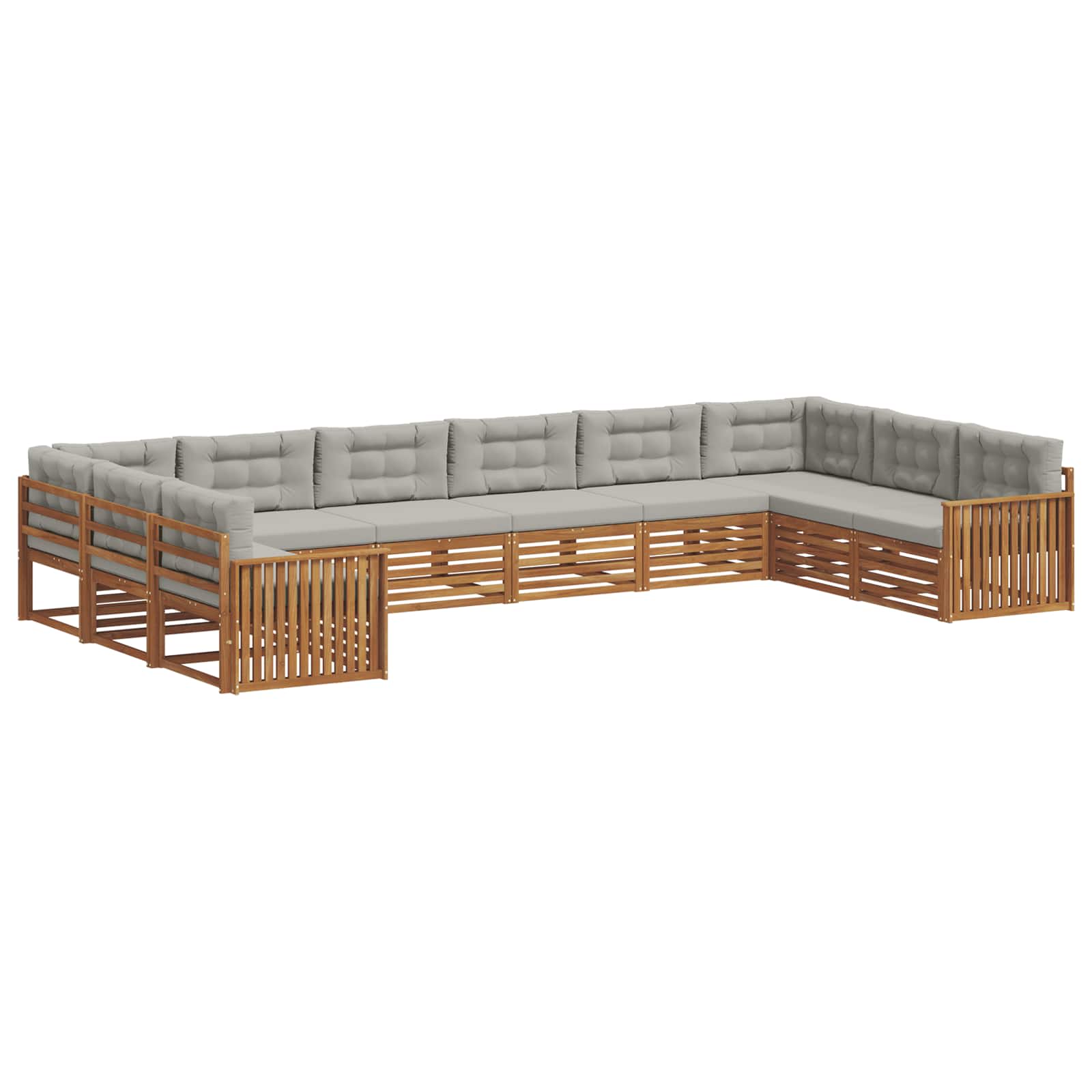 Sofa-Sets 10 pcs Natuurlijk en Lichtgrijs Massief Acaciahout image 2