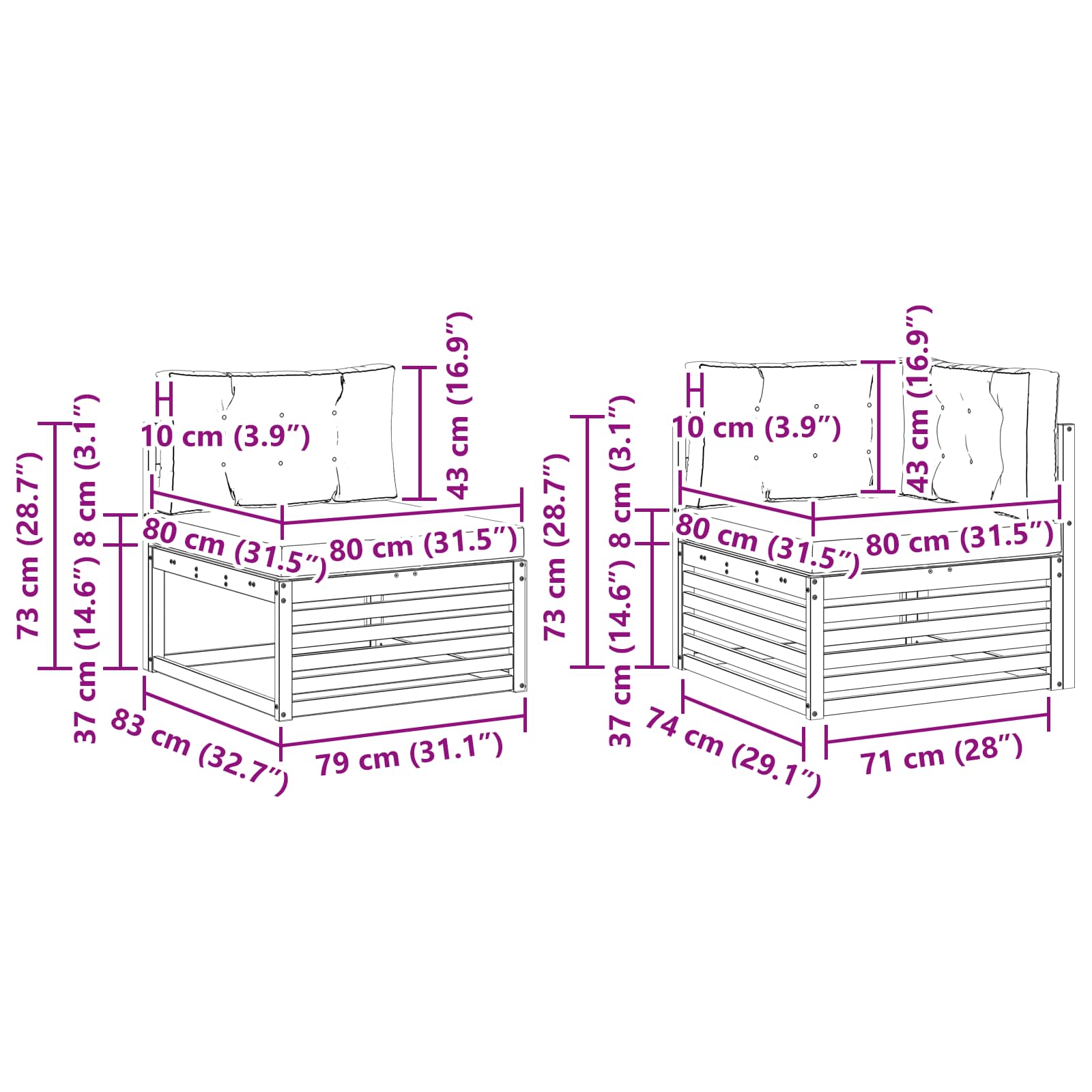 Sofa-Sets 10 pcs Natuurlijk en Lichtgrijs Massief Acaciahout image 9