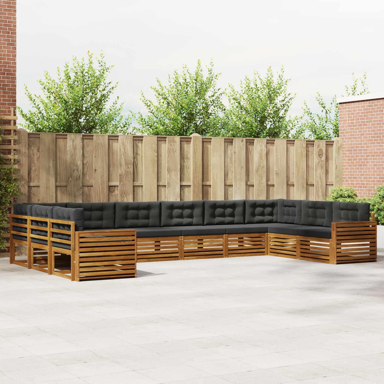 Sofa-Sets 10 pcs Natuurlijk en Antraciet Massief Acaciahout image 1