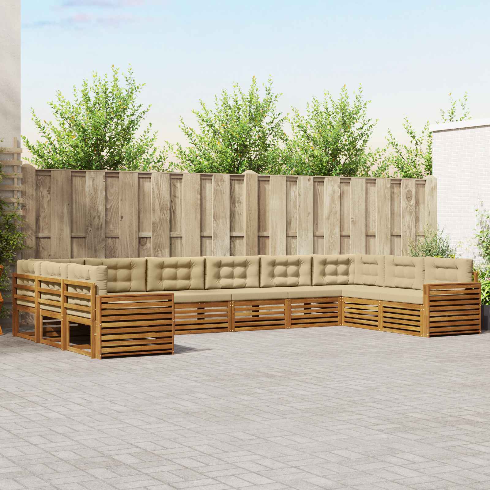 Sofa-Sets 10 pcs Natuurlijk en Beige Massief Acaciahout image 1