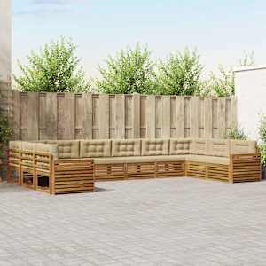 Sedežne garniture 7 pcs Naravna in bež Masiven les akacije