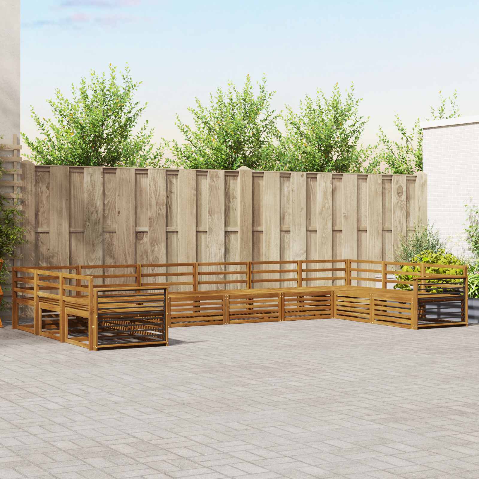 vidaXL Sofagarnituren 10 pcs Natur Massivholz Akazie