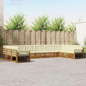 Sedežne garniture 10 pcs Naravna in smetana Masiven les akacije