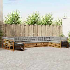 Sedežne garniture z blazino 10 pcs Naravna in svetlo siva