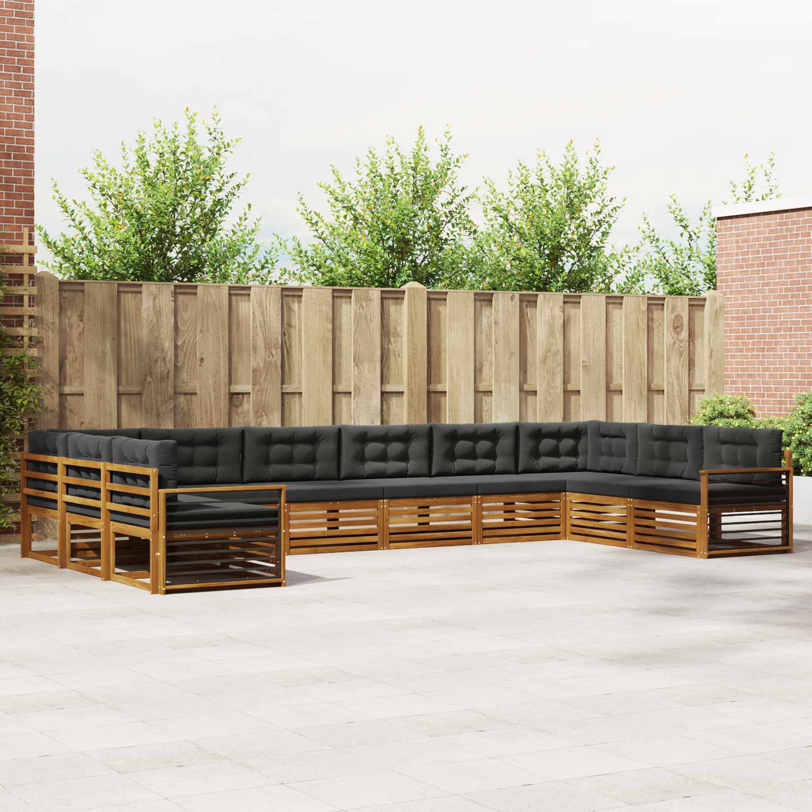 Sofa-Sets 10 pcs Natuurlijk en Antraciet Massief Acaciahout image 1