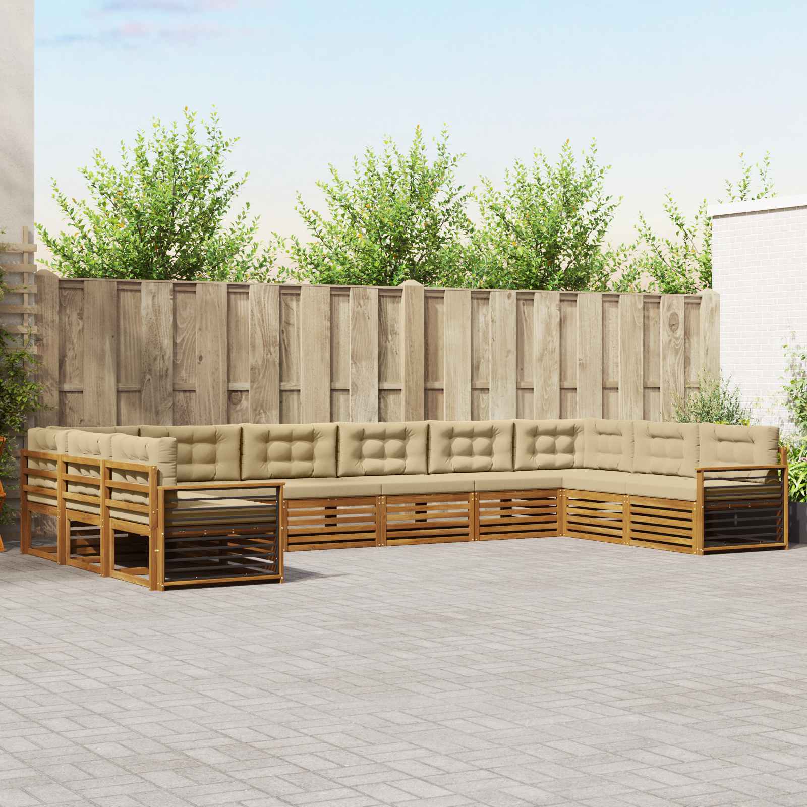 Sofa-Sets 10 pcs Natuurlijk en Beige Massief Acaciahout image 1