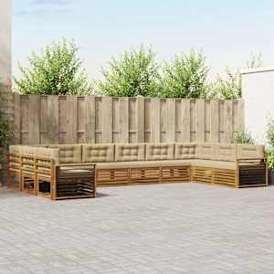 Sedežne garniture 10 pcs Naravna in bež Masiven les akacije