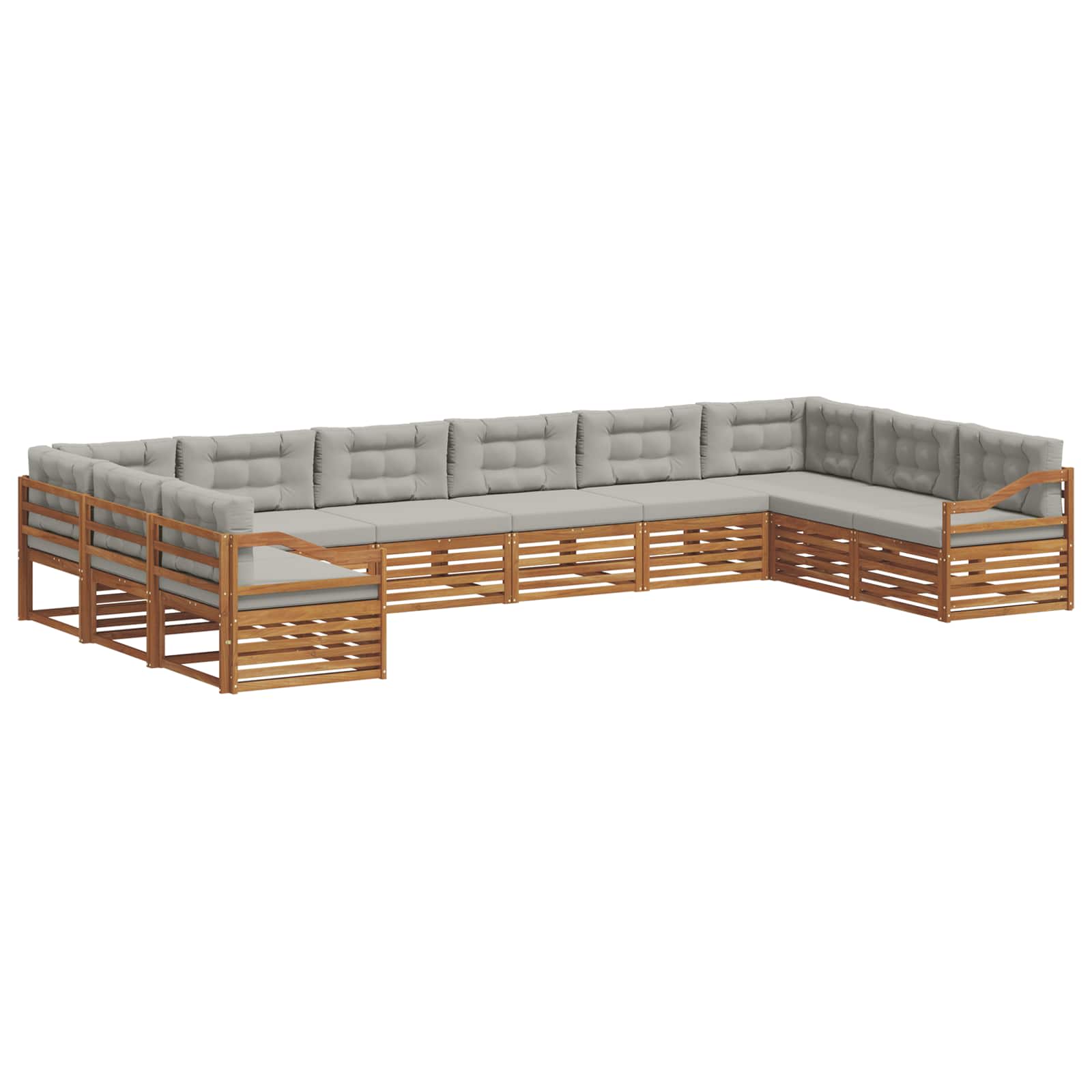 Sofa-Sets 10 pcs Natuurlijk en Lichtgrijs Massief Acaciahout image 2