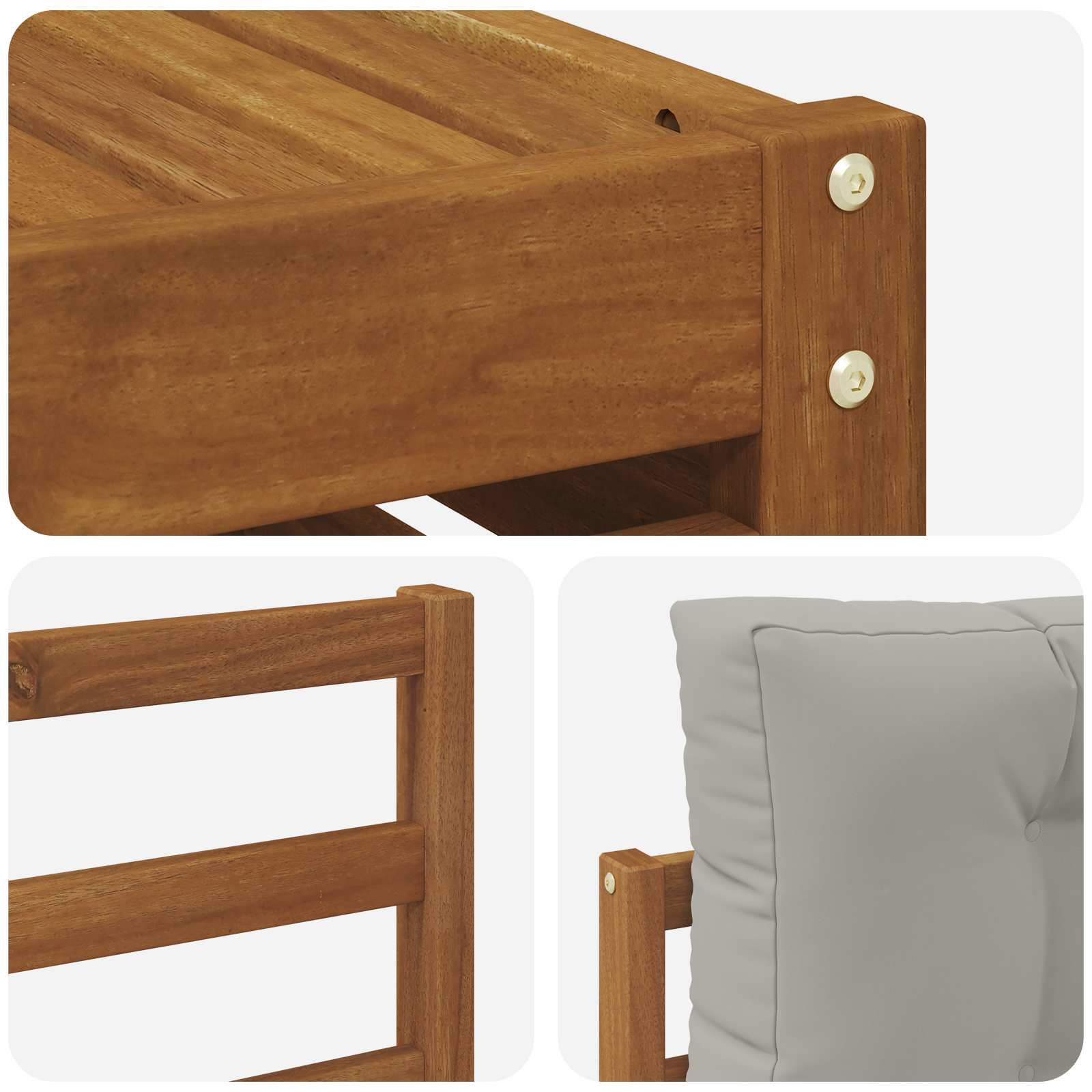 Sofa-Sets 11 pcs Natuurlijk en Lichtgrijs Massief Acaciahout image 7