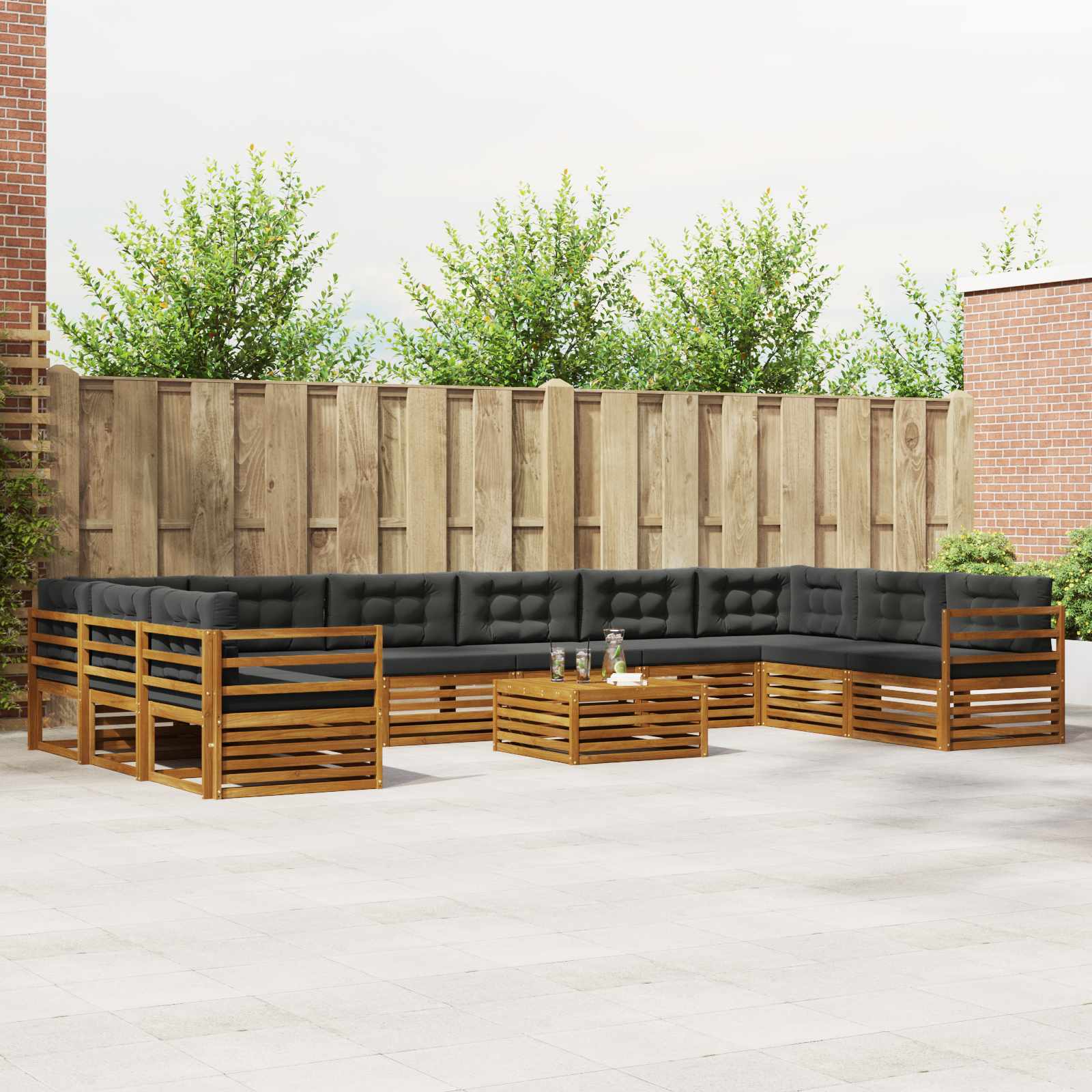 Sofa-Sets 11 pcs Natuurlijk en Antraciet Massief Acaciahout image 1