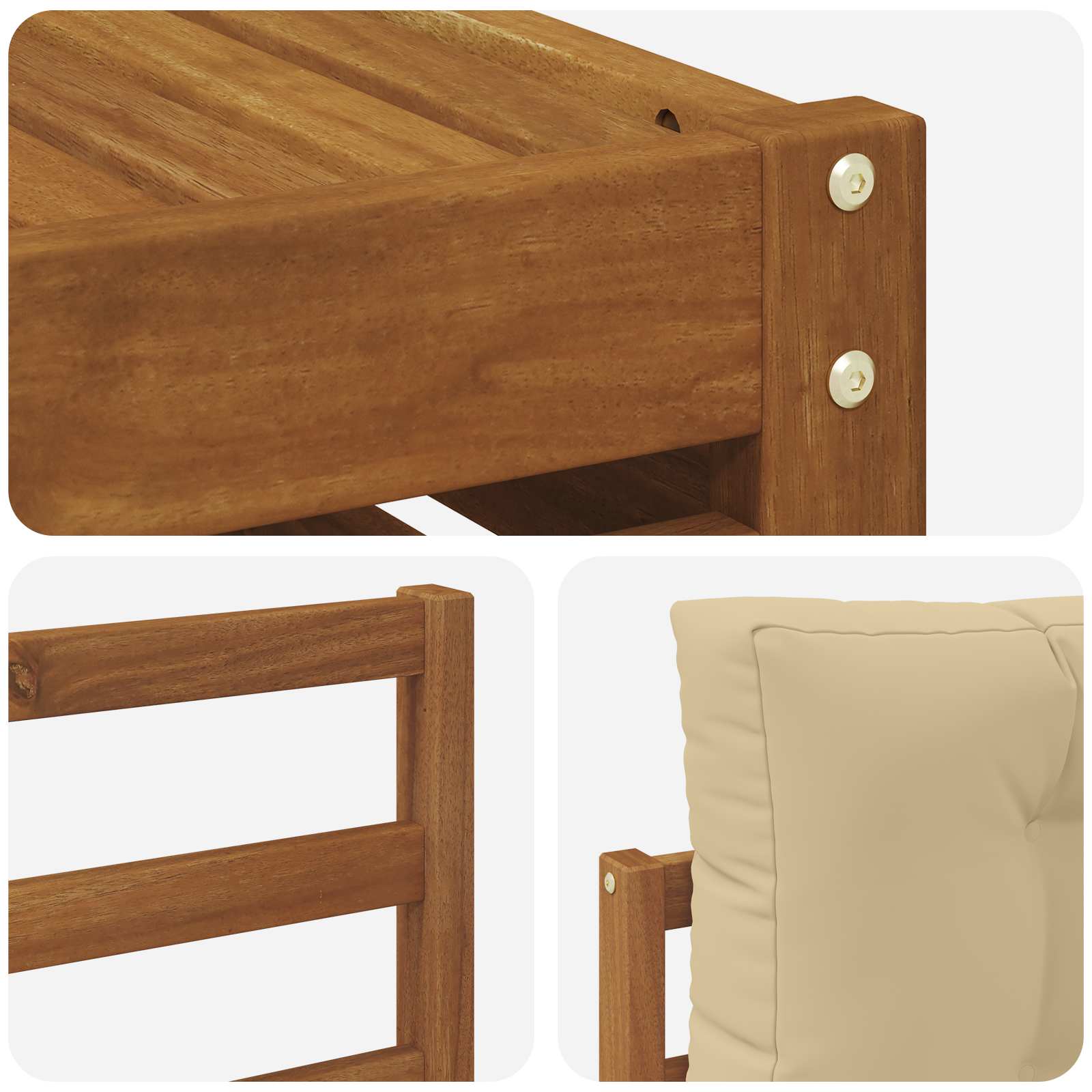 Sofa-Sets 11 pcs Natuurlijk en Beige Massief Acaciahout image 7