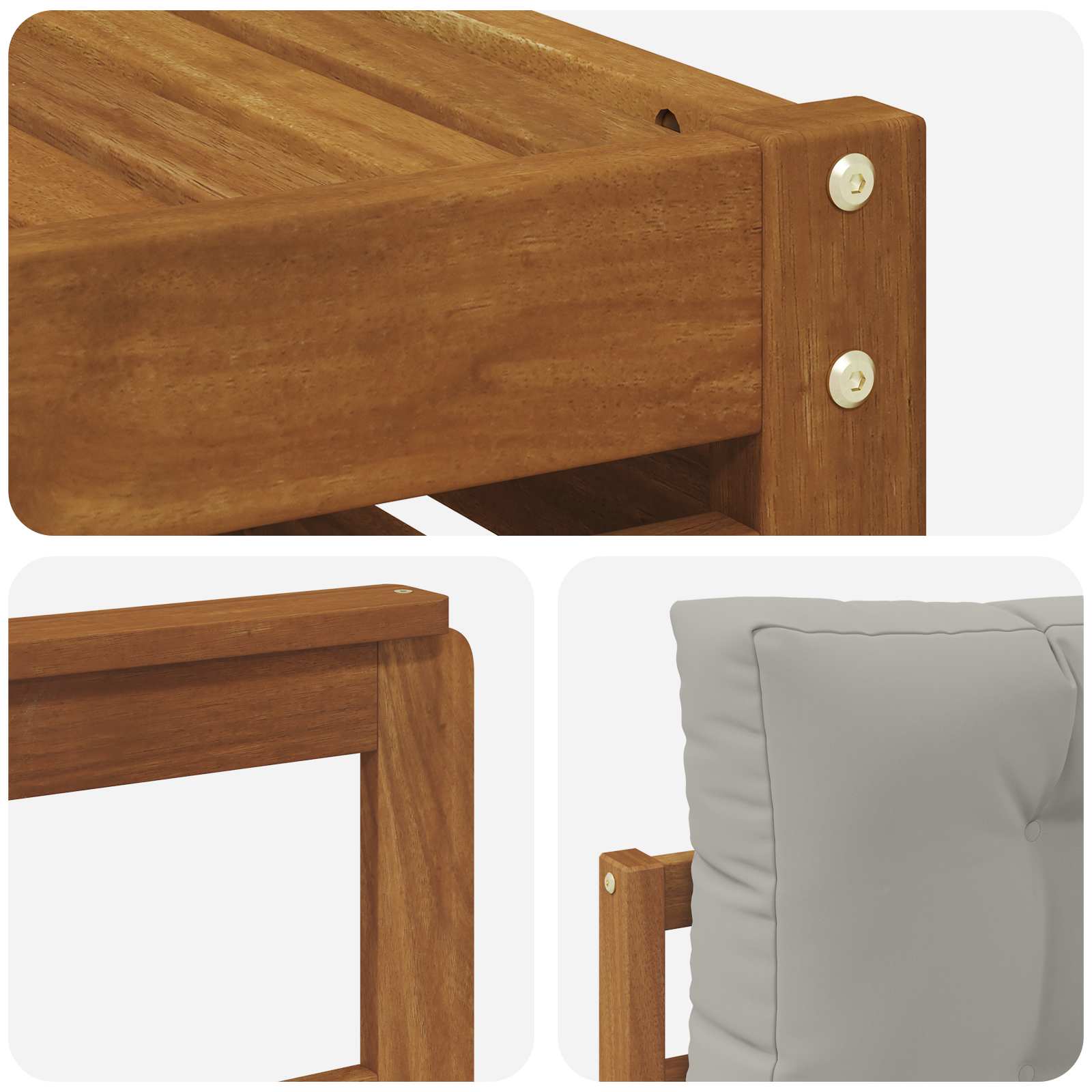 Sofa-Sets 11 pcs Natuurlijk en Lichtgrijs Massief Acaciahout image 7