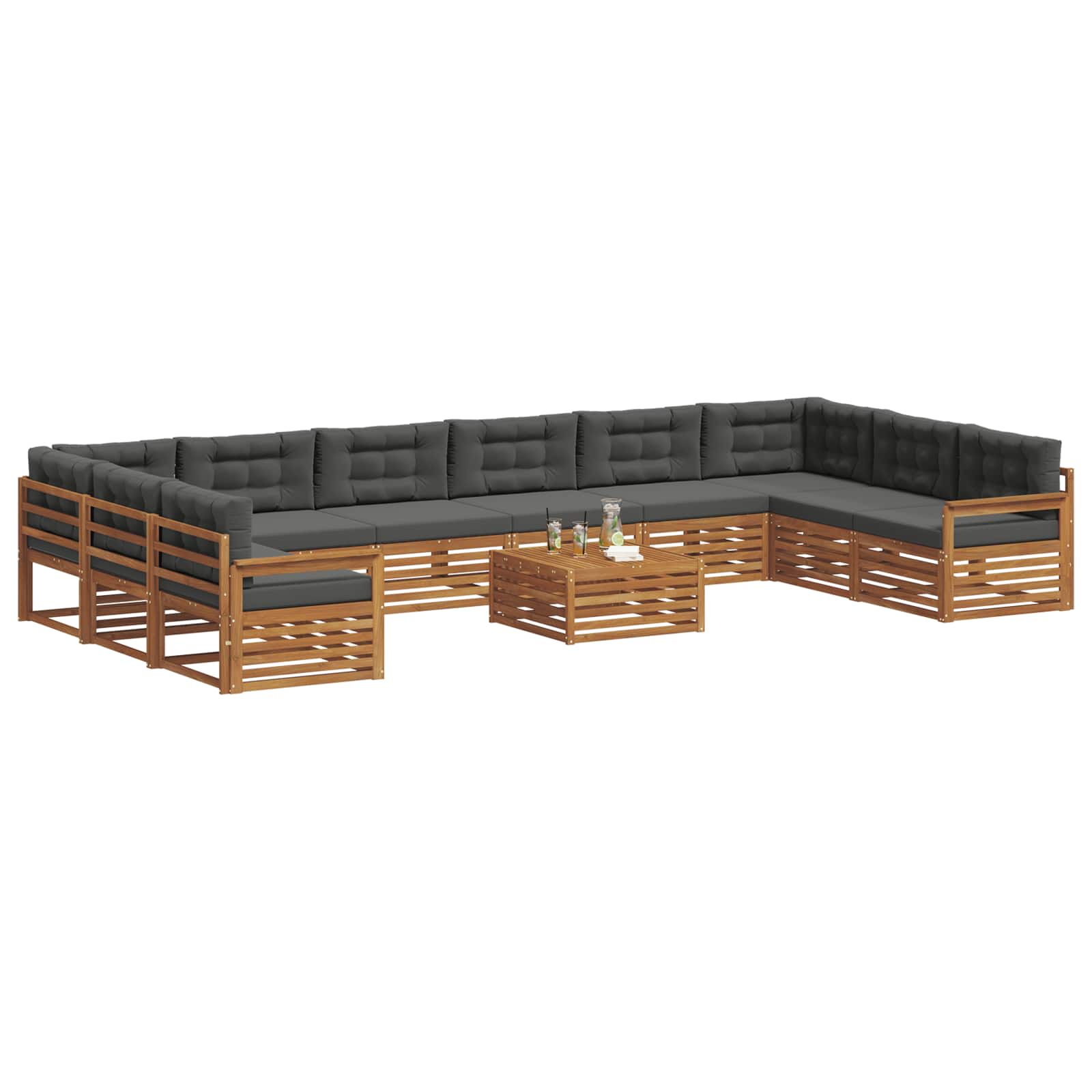 Sofa-Sets 11 pcs Natuurlijk en Antraciet Massief Acaciahout image 3