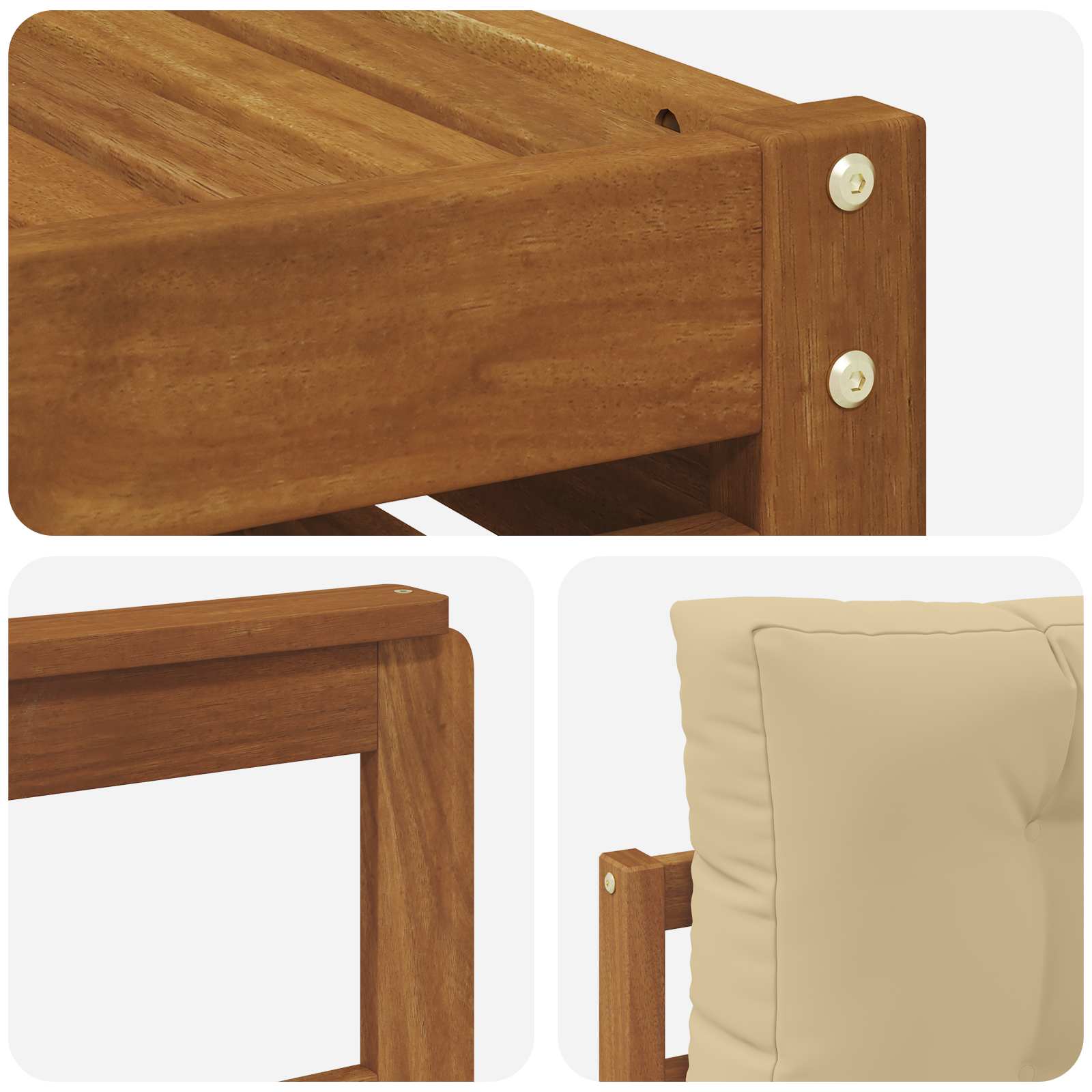 Sofa-Sets 11 pcs Natuurlijk en Beige Massief Acaciahout image 7