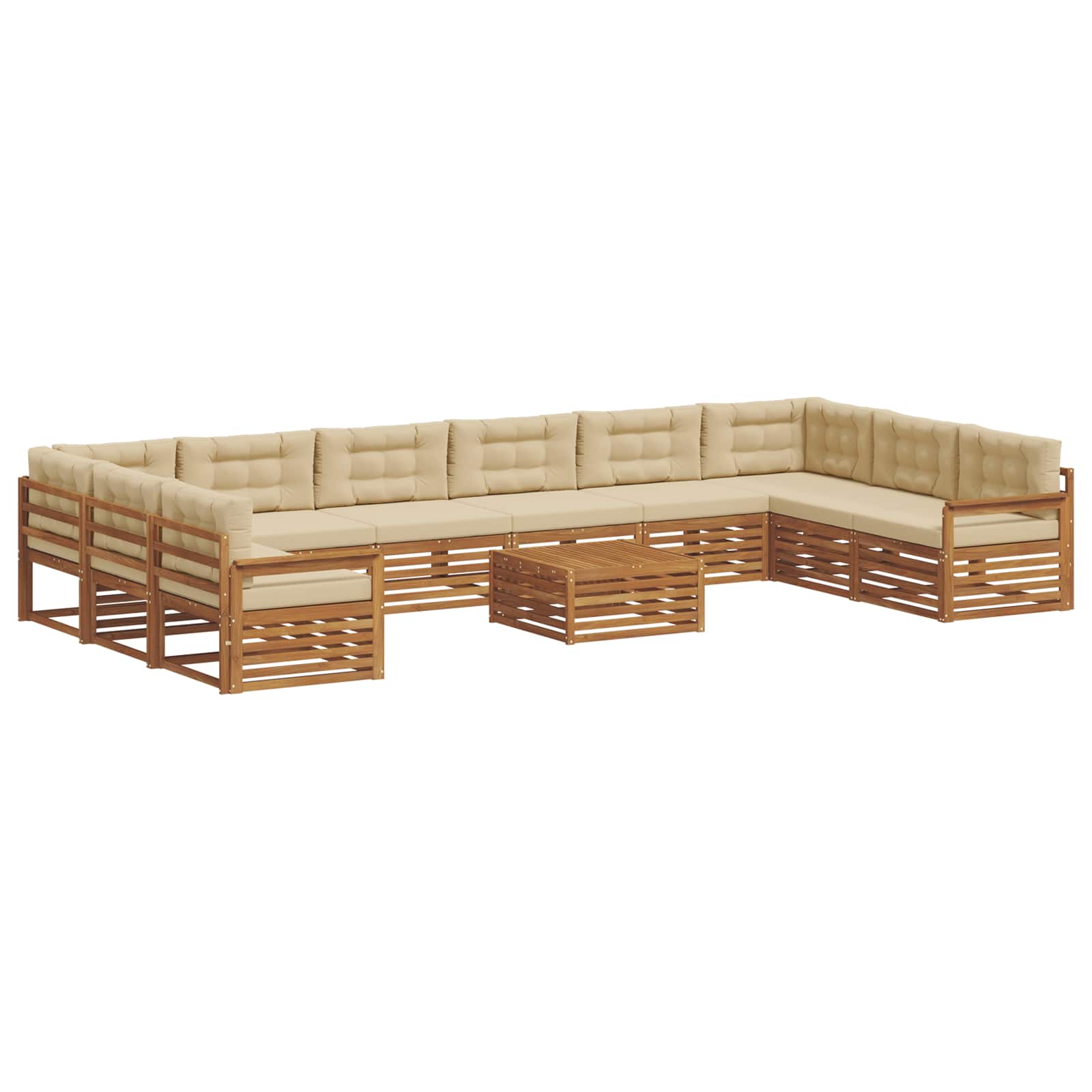 Sofa-Sets 11 pcs Natuurlijk en Beige Massief Acaciahout image 2