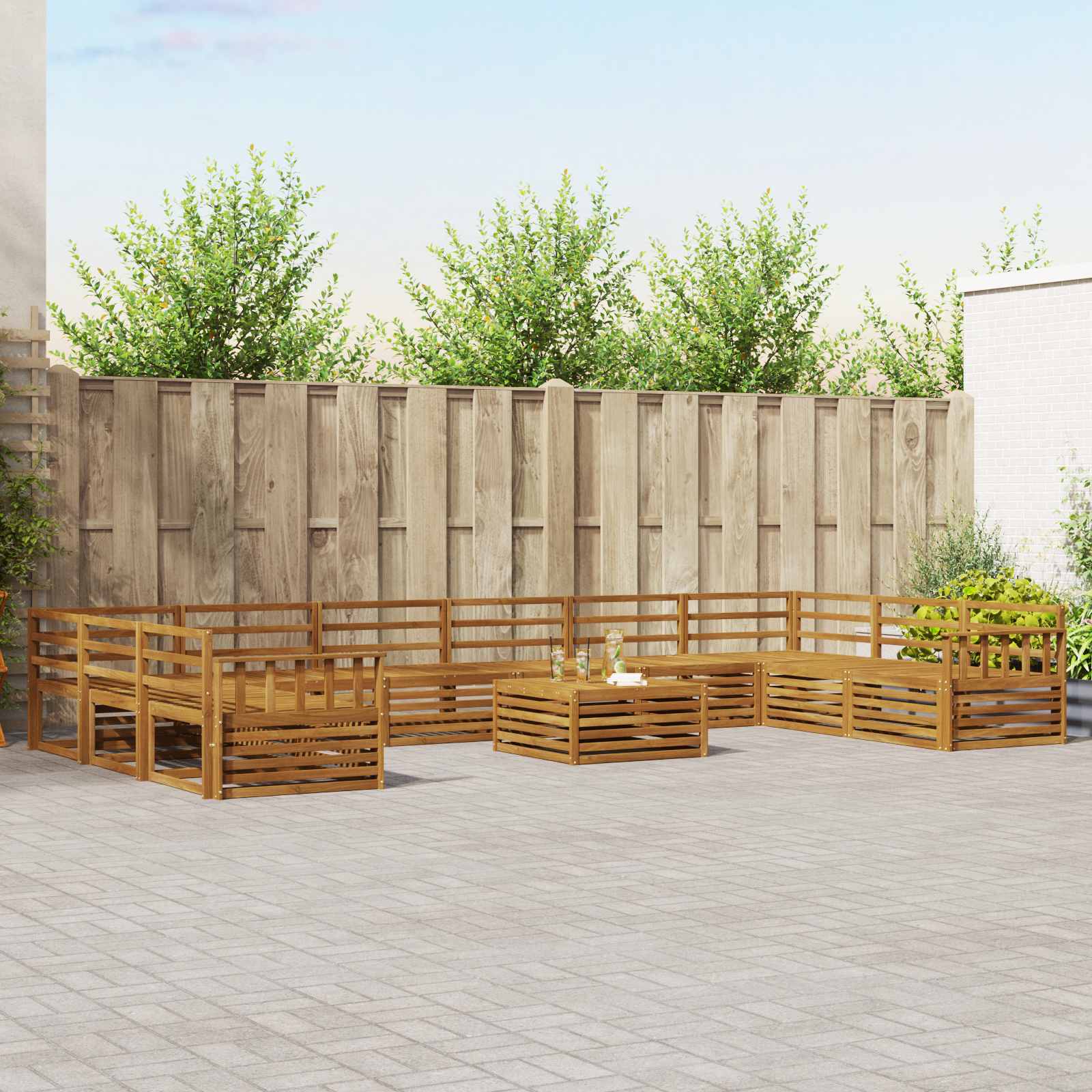 Sofa-Sets 11 pcs Naturel Massief Acaciahout image 1