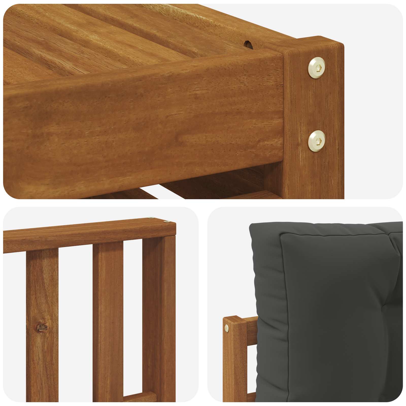 Sofa-Sets 11 pcs Natuurlijk en Antraciet Massief Acaciahout image 7