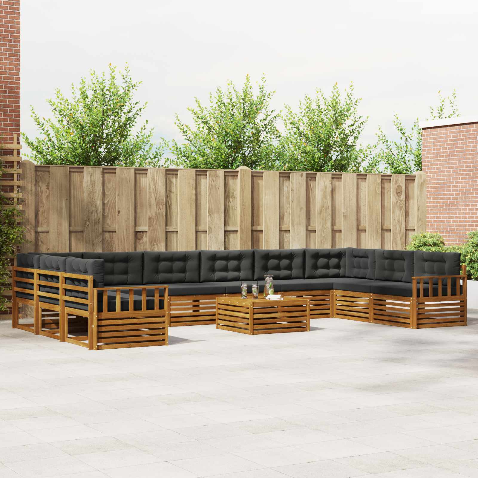 Sofa-Sets 11 pcs Natuurlijk en Antraciet Massief Acaciahout image 1