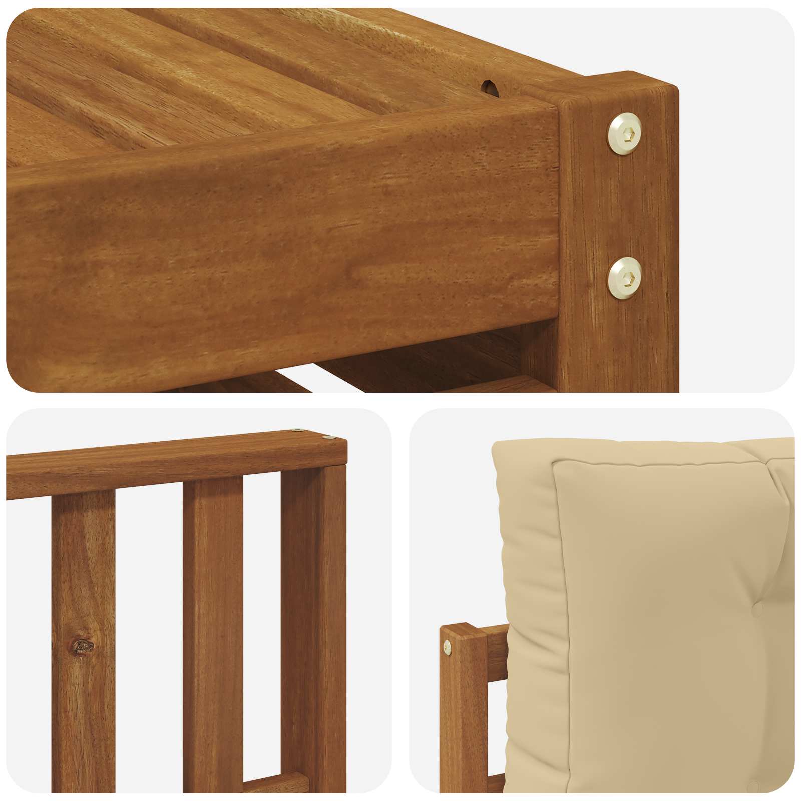 Sofa-Sets 11 pcs Natuurlijk en Beige Massief Acaciahout image 7