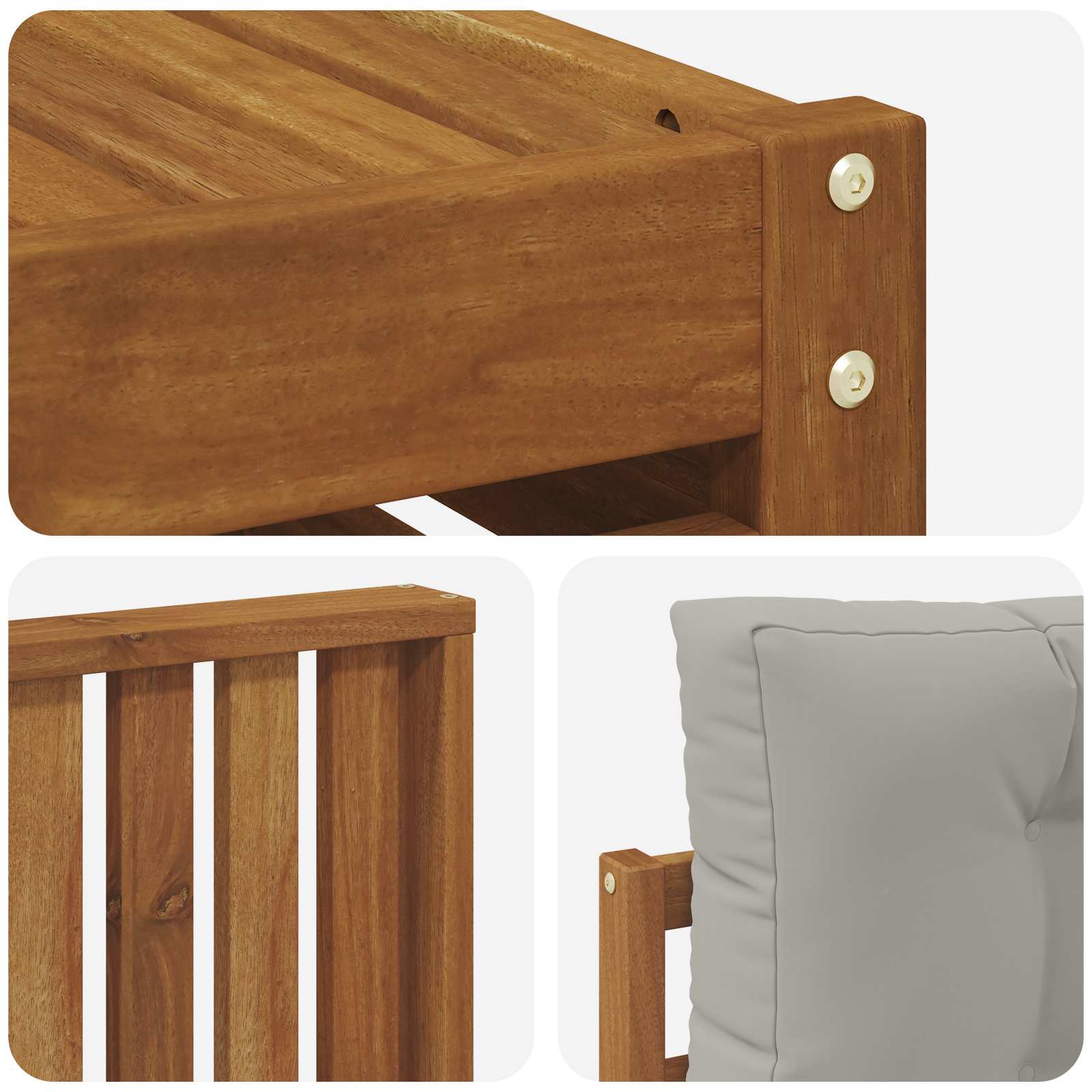 Sofa-Sets 11 pcs Natuurlijk en Lichtgrijs Massief Acaciahout image 7