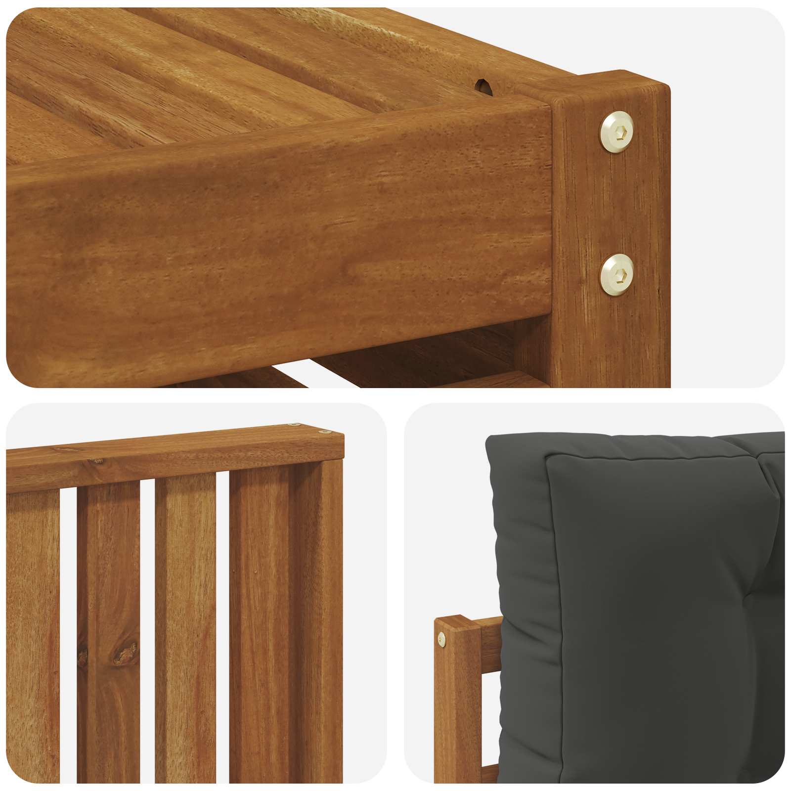 Sofa-Sets 11 pcs Natuurlijk en Antraciet Massief Acaciahout image 7