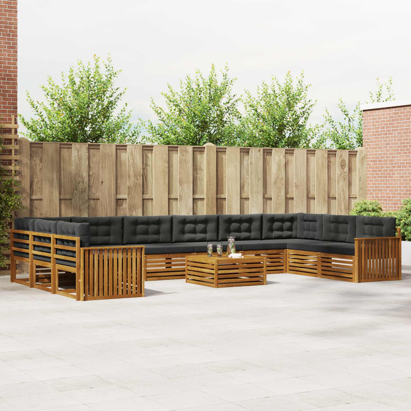 Sofa-Sets 11 pcs Natuurlijk en Antraciet Massief Acaciahout image 1