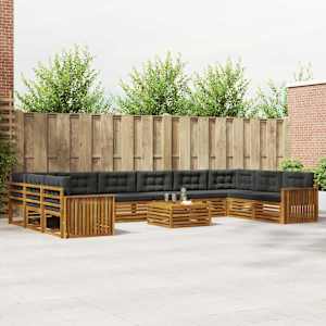 Sedežne garniture z blazino 11 pcs Naravna in antracitna