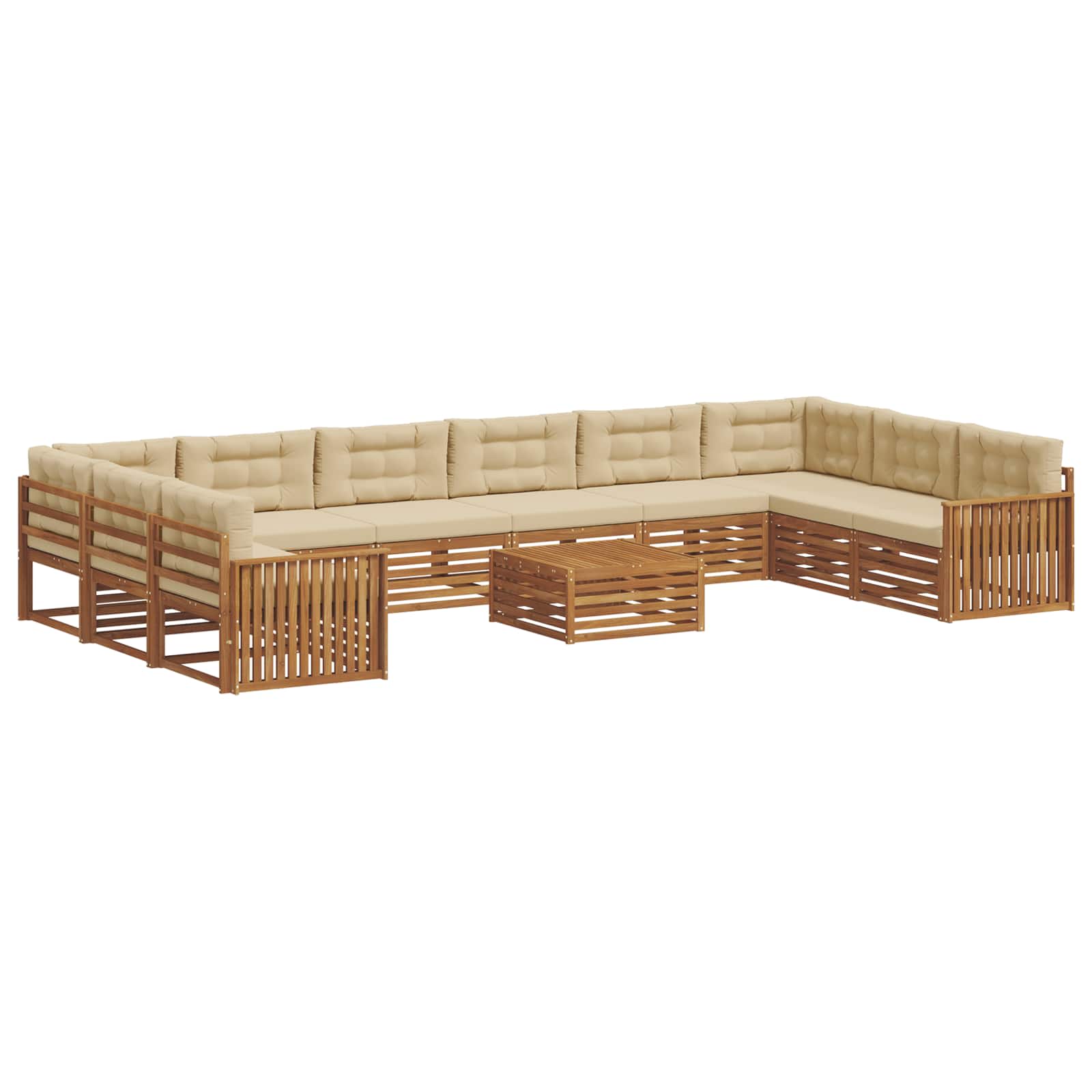 Sofa-Sets 11 pcs Natuurlijk en Beige Massief Acaciahout image 2