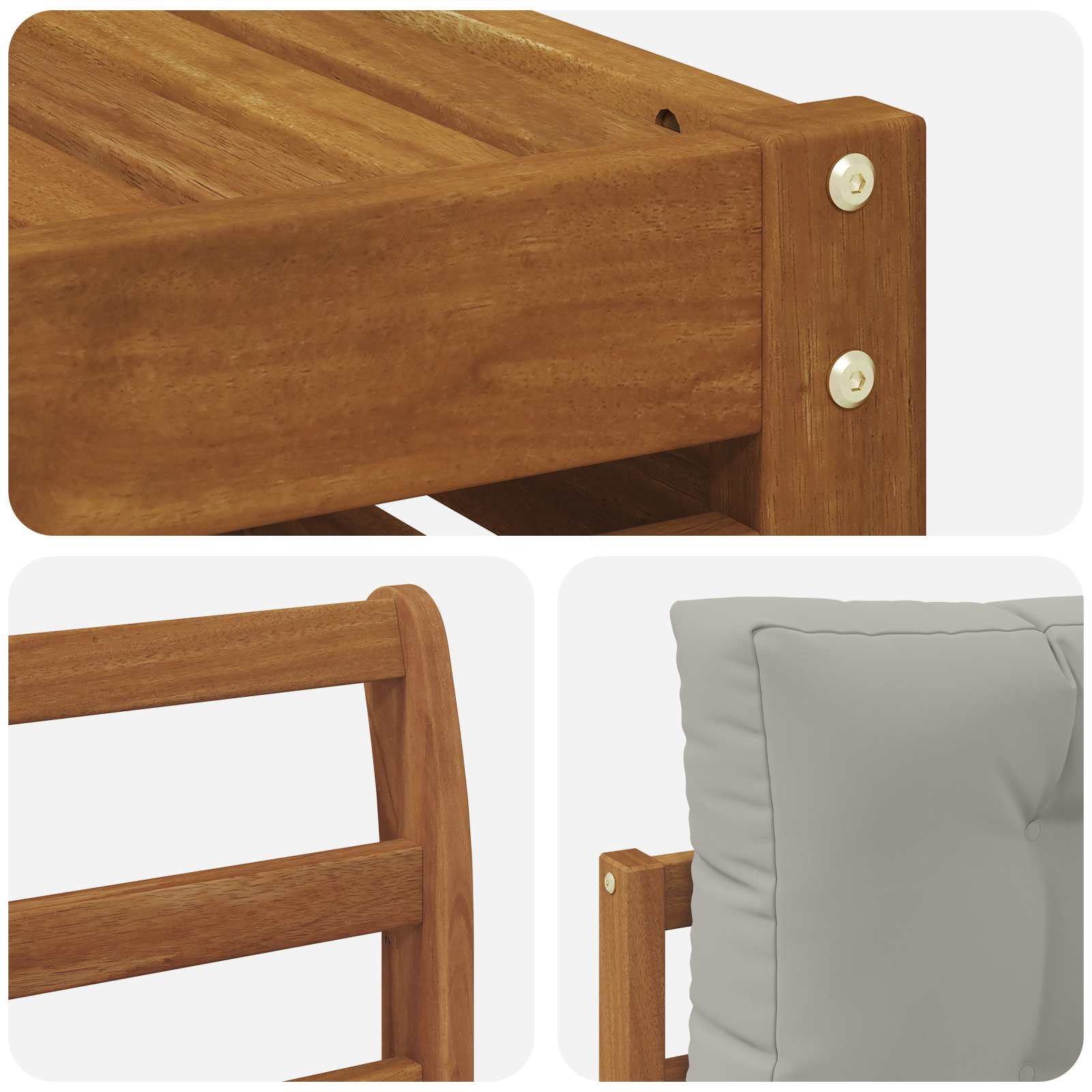 Sofa-Sets 11 pcs Natuurlijk en Lichtgrijs Massief Acaciahout image 7