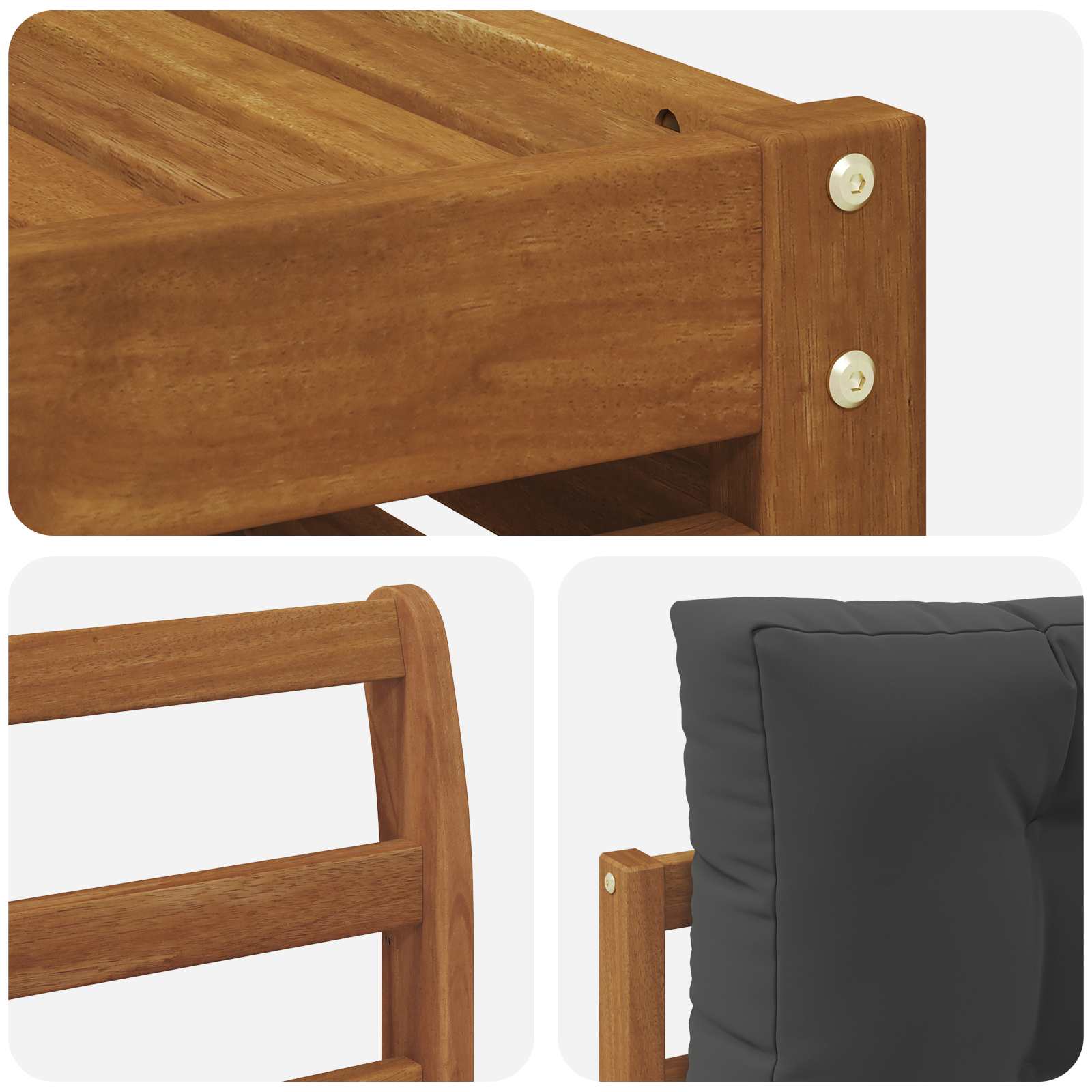 Sofa-Sets 11 pcs Natuurlijk en Antraciet Massief Acaciahout image 7