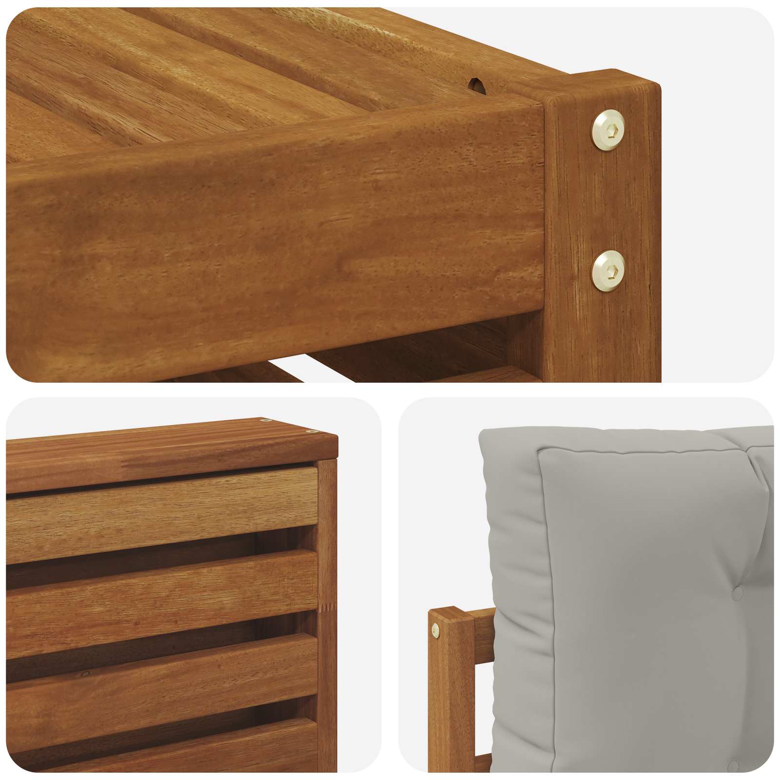 Sofa-Sets 11 pcs Natuurlijk en Lichtgrijs Massief Acaciahout image 7