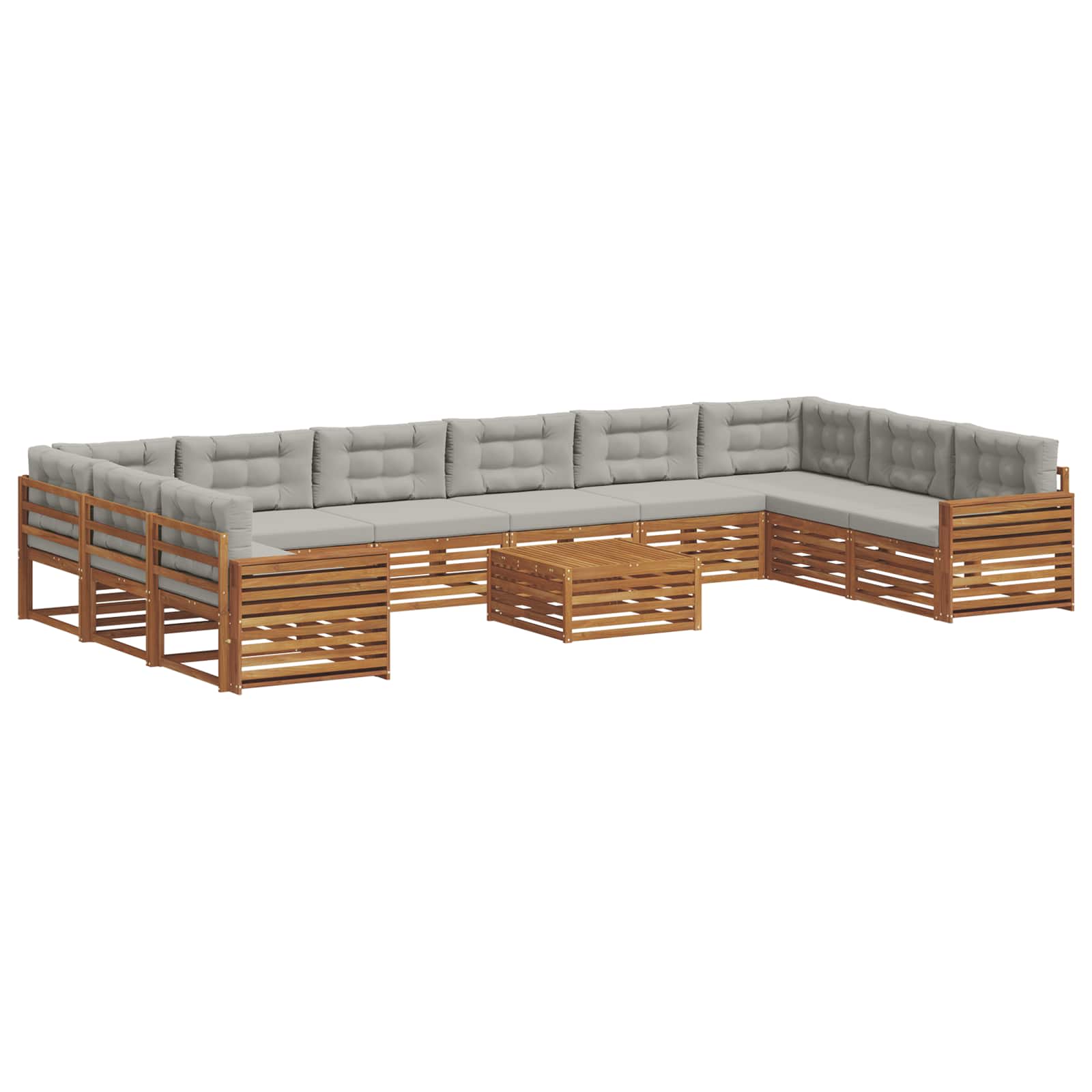 Sofa-Sets 11 pcs Natuurlijk en Lichtgrijs Massief Acaciahout image 2