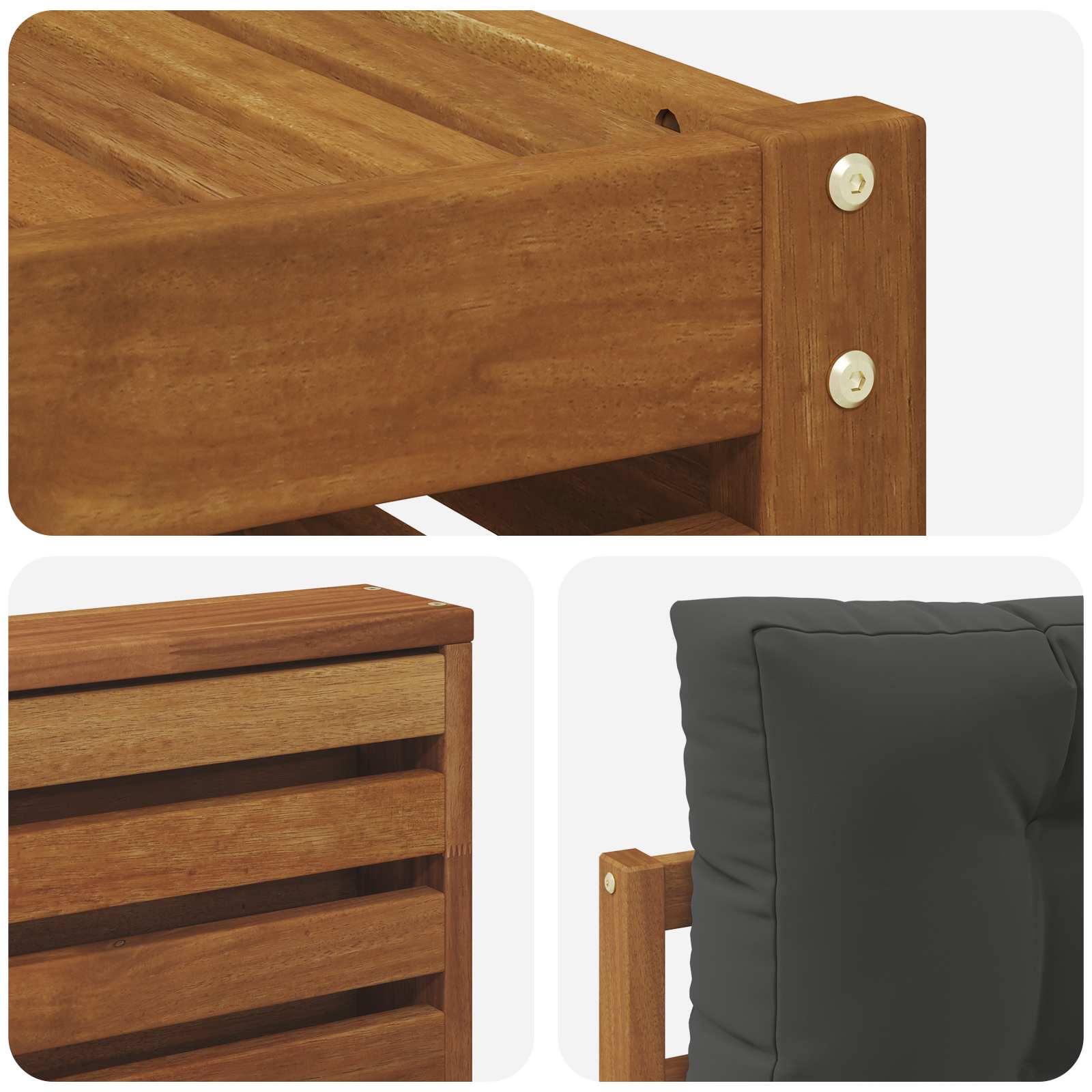 Sofa-Sets 11 pcs Natuurlijk en Antraciet Massief Acaciahout image 7