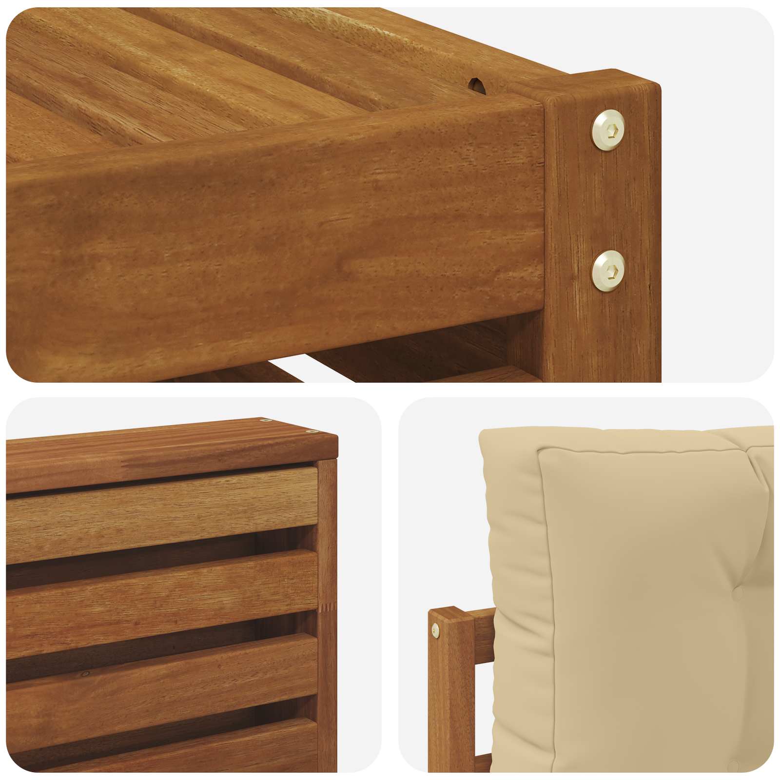 Sofa-Sets 11 pcs Natuurlijk en Beige Massief Acaciahout image 7