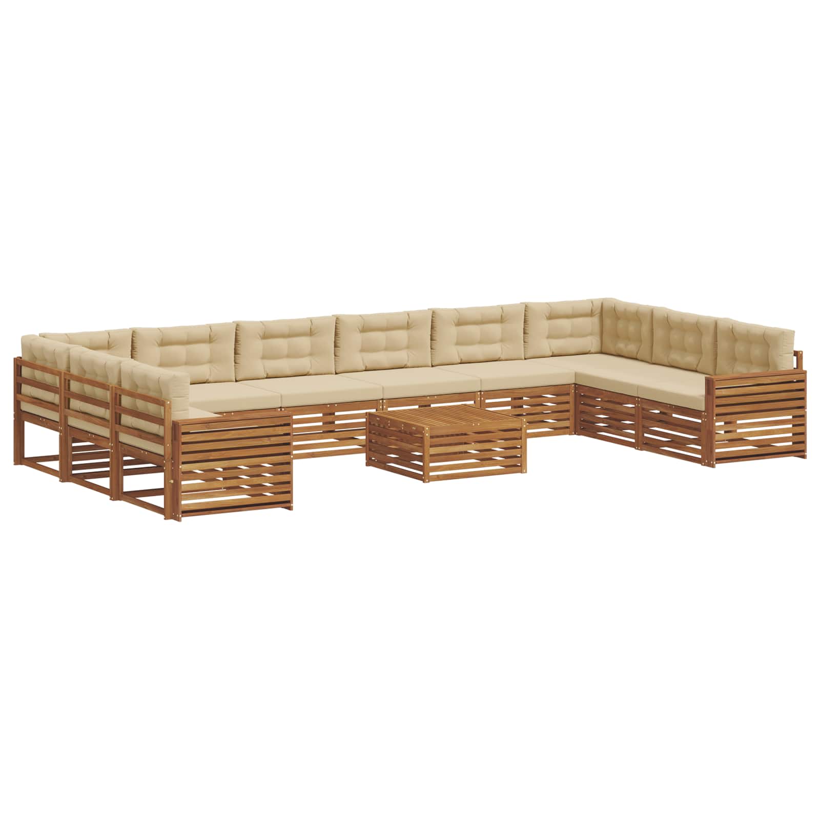 Sofa-Sets 11 pcs Natuurlijk en Beige Massief Acaciahout image 2