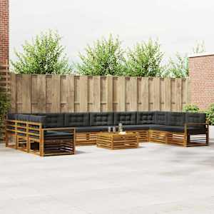 Sedežne garniture z blazino 11 pcs Naravna in antracitna