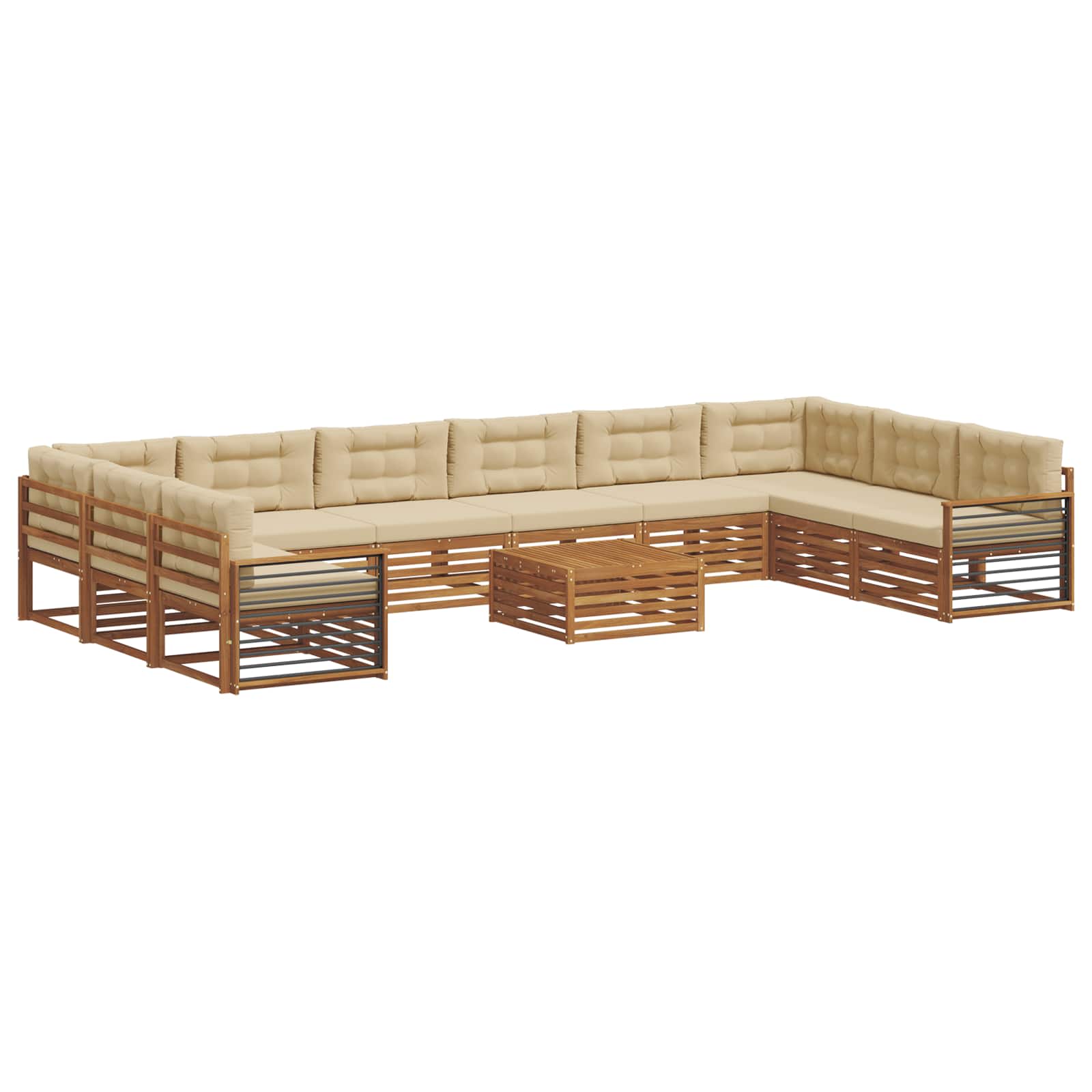 Sofa-Sets 11 pcs Natuurlijk en Beige Massief Acaciahout image 2