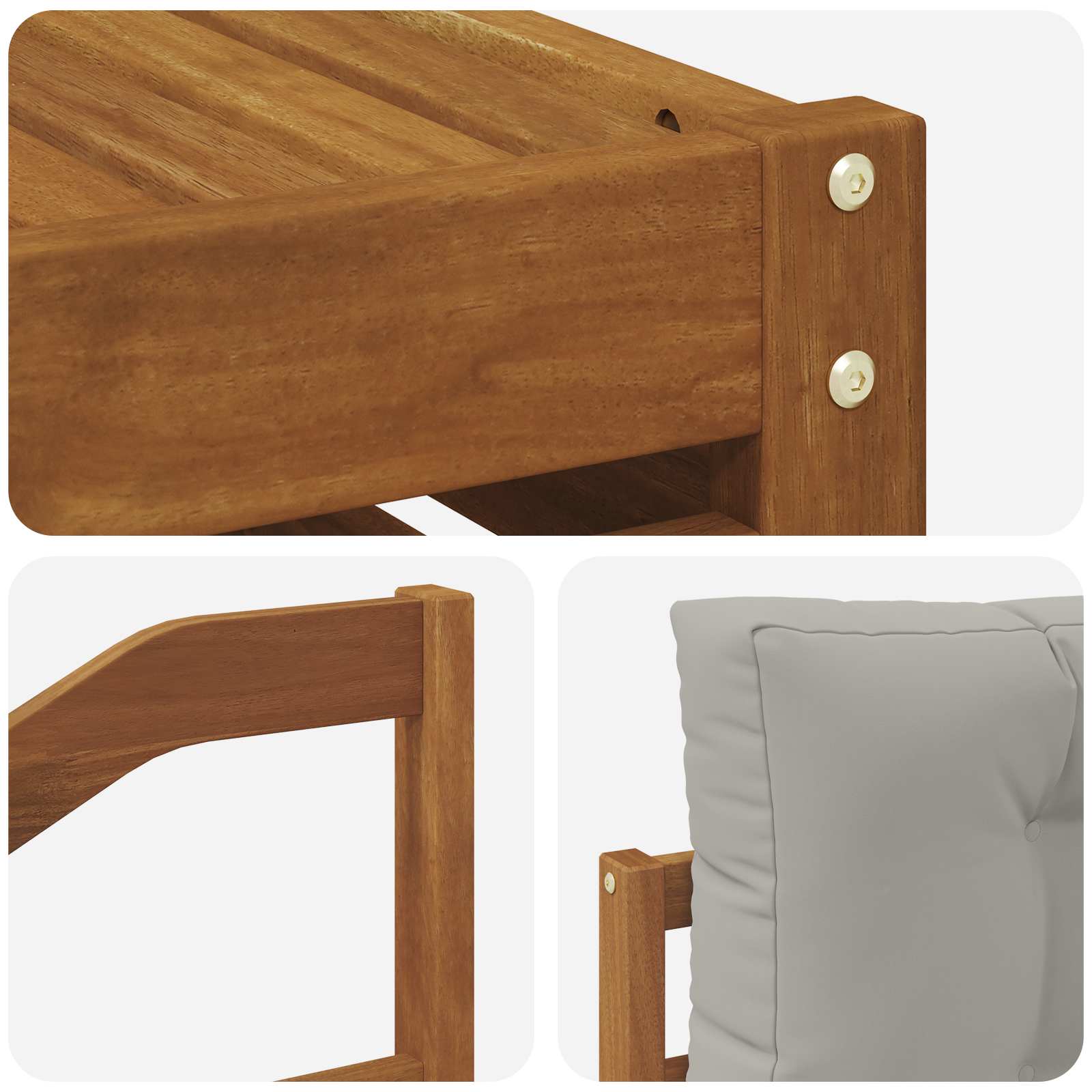 Sofa-Sets 11 pcs Natuurlijk en Lichtgrijs Massief Acaciahout image 7