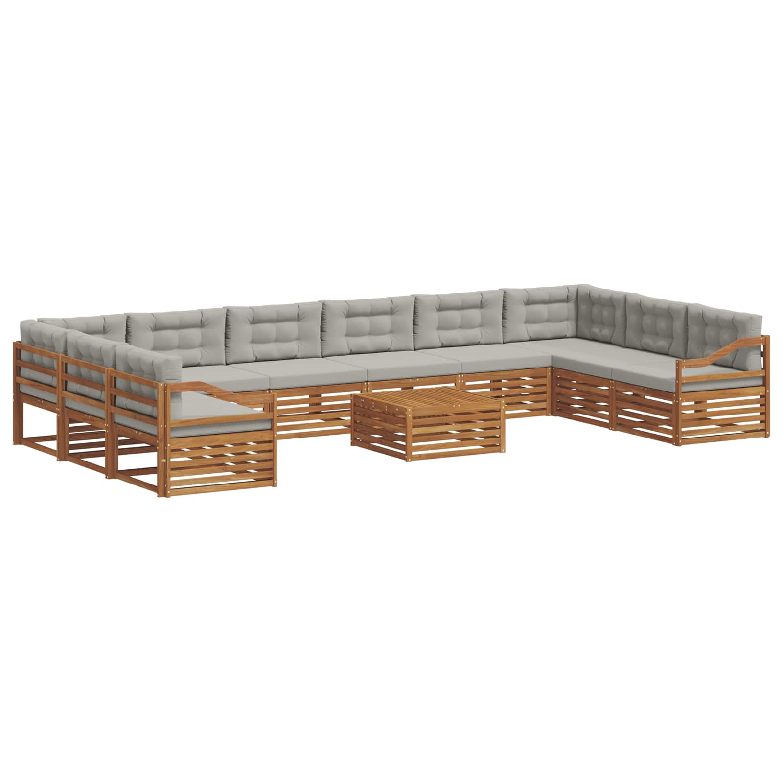 Sofa-Sets 11 pcs Natuurlijk en Lichtgrijs Massief Acaciahout image 2