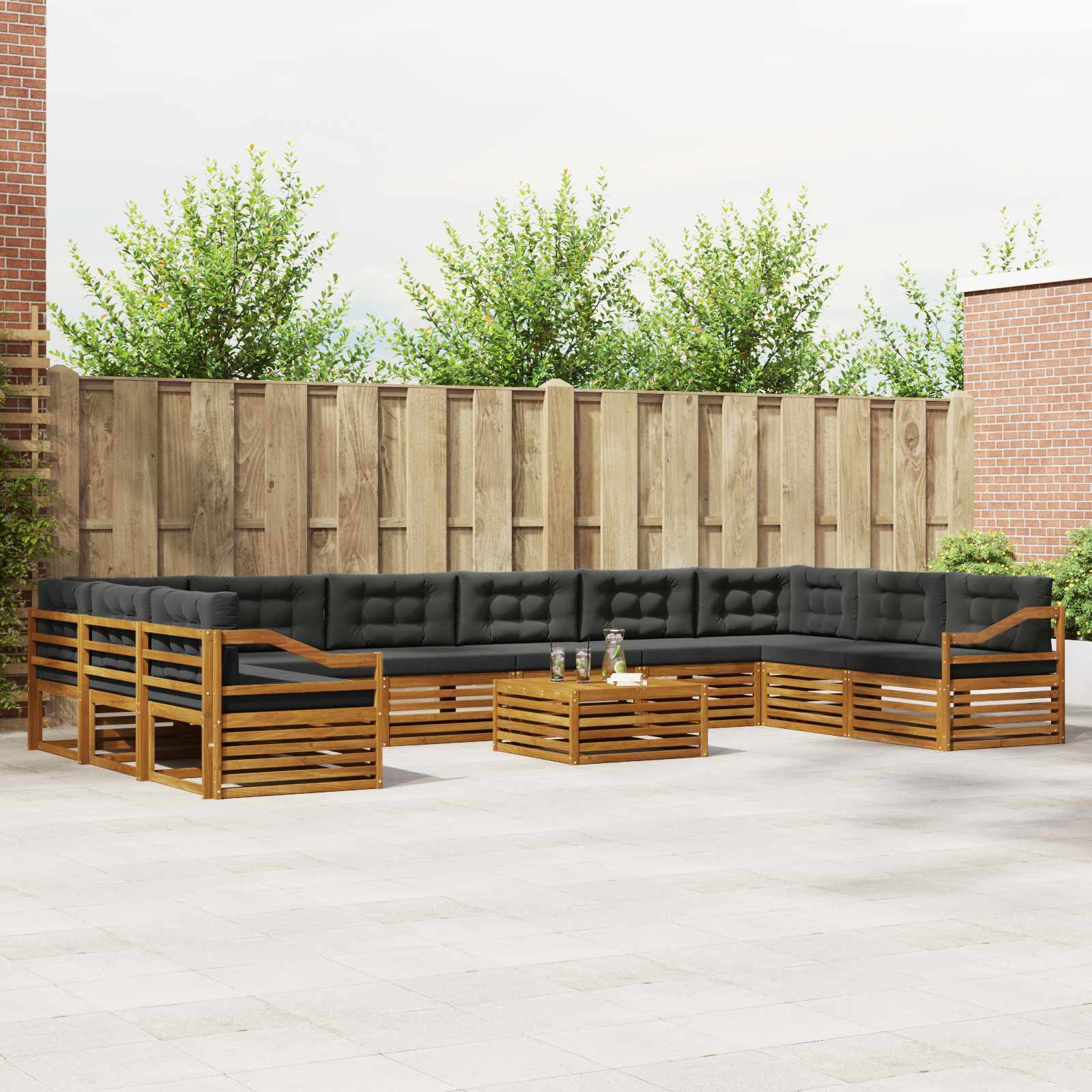 Sofa-Sets 11 pcs Natuurlijk en Antraciet Massief Acaciahout image 1