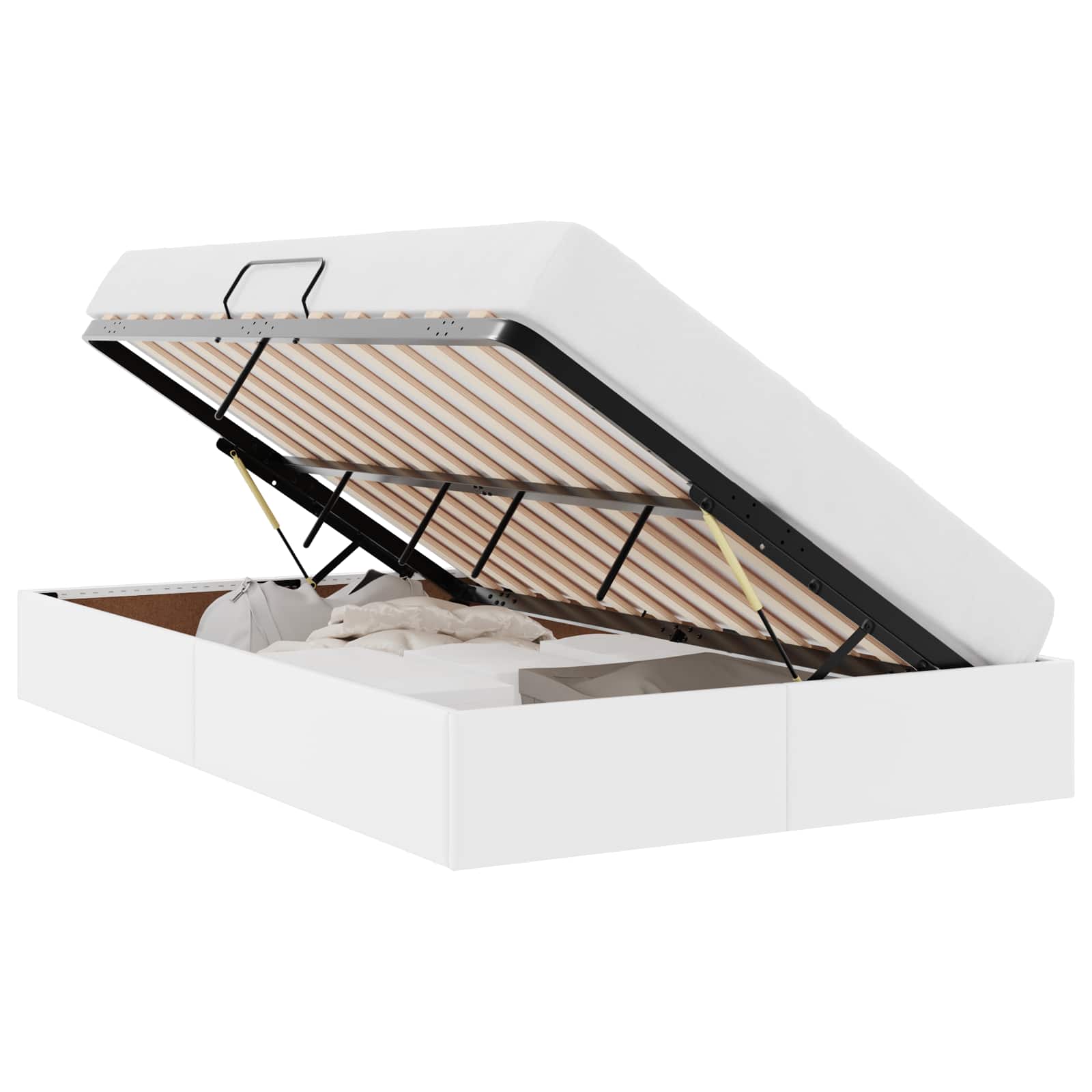 Thumbnail - vidaXL Aufbewahrungsbett mit Matratze Reinweiß 120 x 190 cm Kunstleder