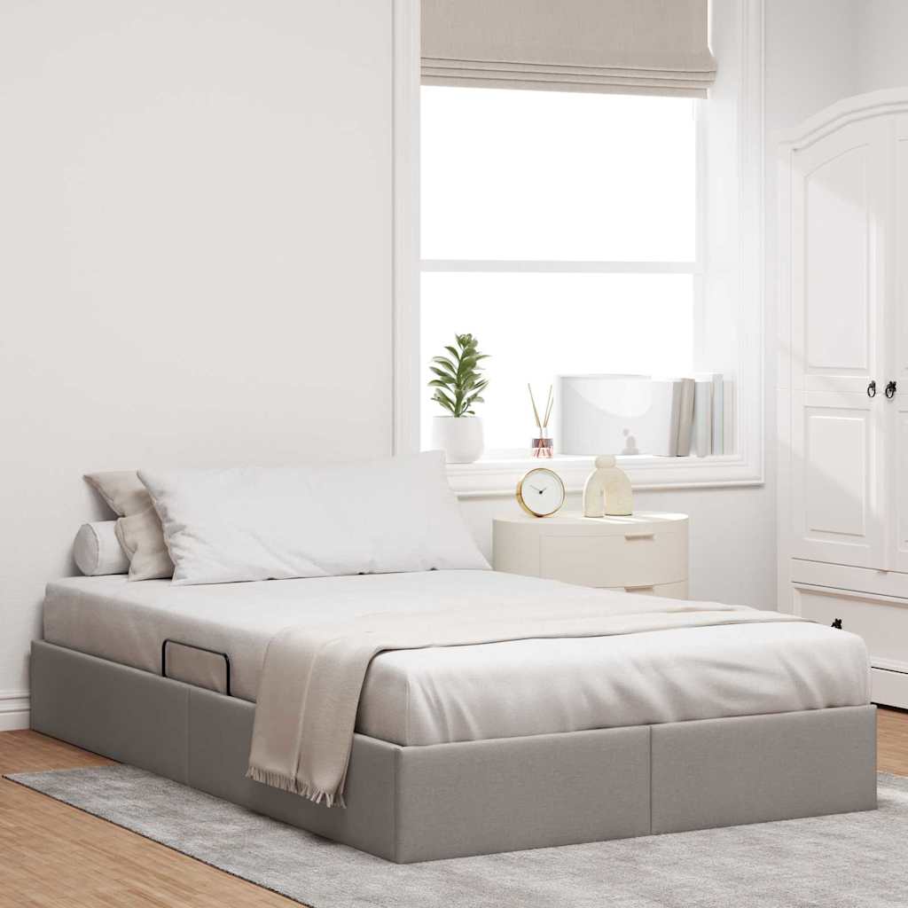 vidaXL Aufbewahrungsbett mit Matratze Taupe 120 x 200 cm Stoff