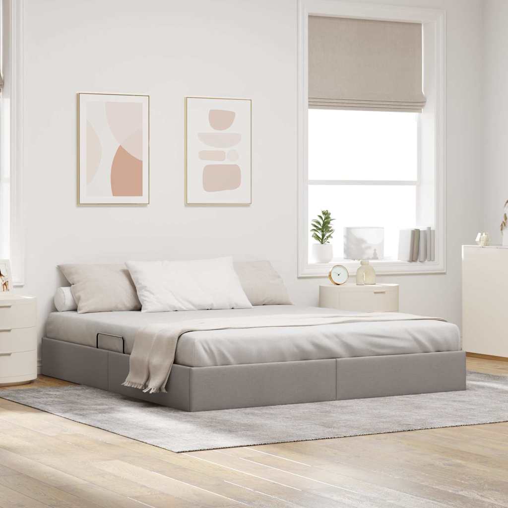 vidaXL Säilytyssänky päätyllä Harmaanruskea 6FT Super King Size kangas