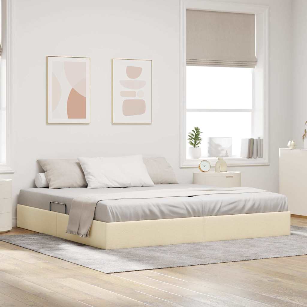 vidaXL Säilytyssänky päätyllä Kreemi 200 x 200 cm kangas
